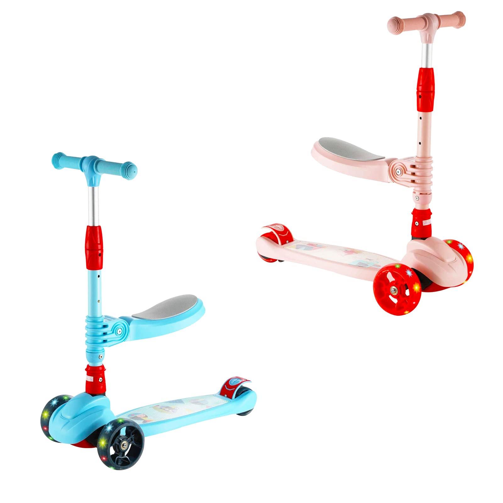 **Best Kick Scooter for Kids Ages 2-5 - 3 LED Light Wheels & Adjustable Height with Removable Seat - Perfect Outdoor Ride-On Toy for Toddlers Boys & Girls - Ideal Birthday Gift for Backyard, Park & Neighborhood Fun**