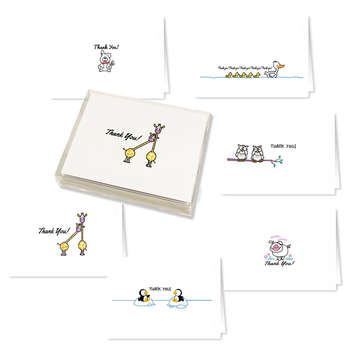 Stonehouse Collection 18-Piece Assorted Thank You Note Cards Set with Cute Animal Designs - Blank Greeting Cards for All Occasions - Perfect for Birthdays, Weddings, Baby Showers & Appreciation Gifts