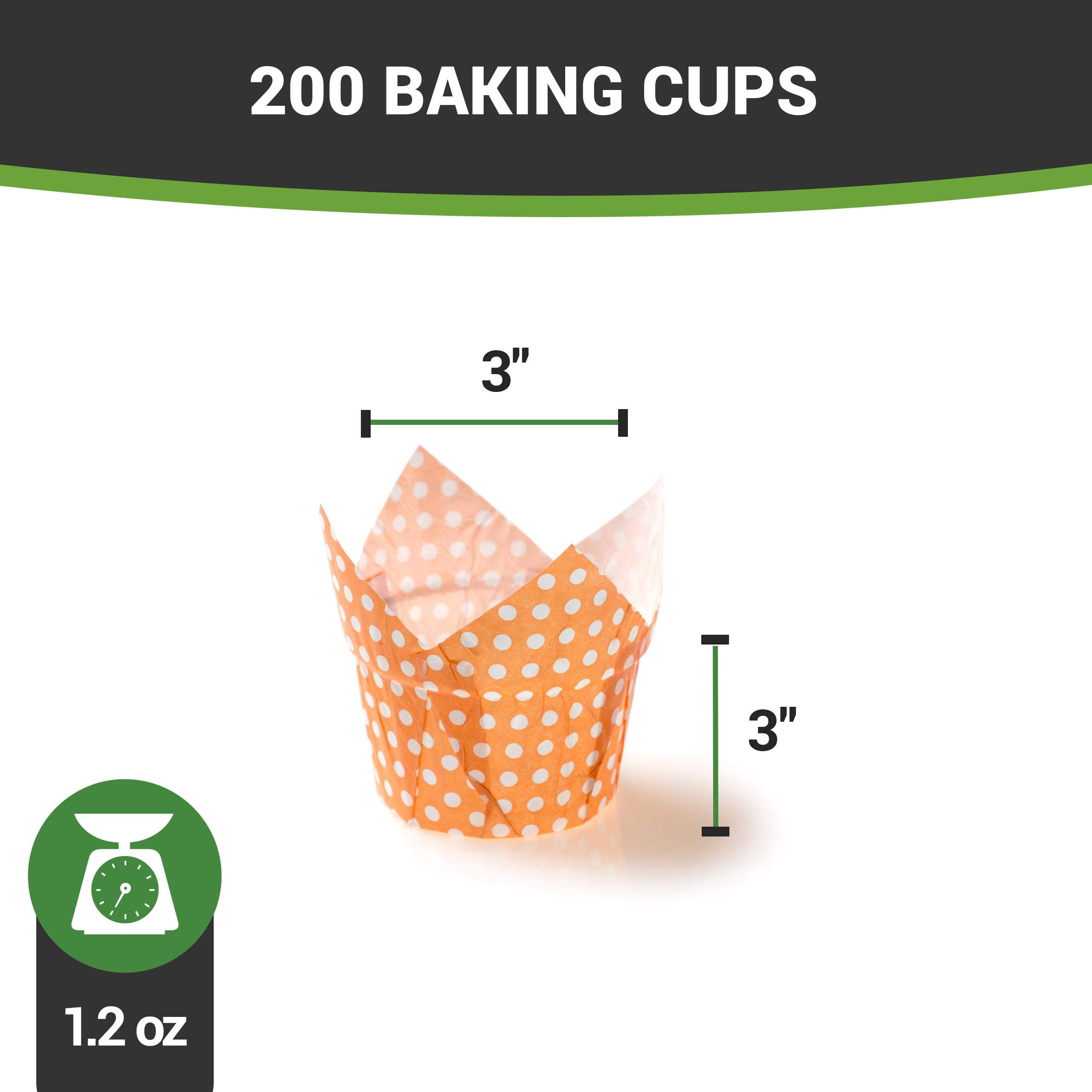 Restaurantware Panificio 1.2 oz Round Paper Baking Cups - 200 Count Polka Dot Printed Disposable Liners, Heat Resistant Up to 425°F, Perfect for Cupcakes, Eclairs & Muffins - Ideal for Home Baking, Party Desserts & Professional Bakeries
