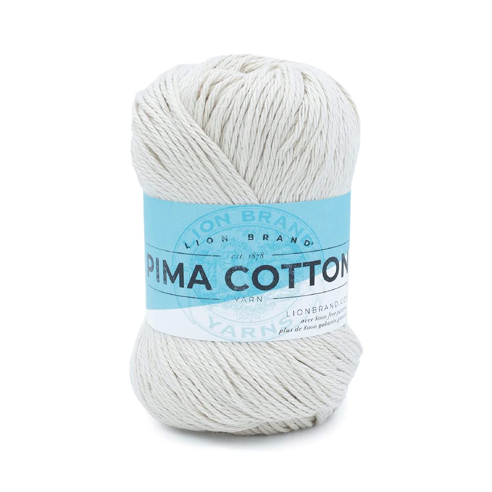 Lion Brand Yarn Pima Cotton Yarn - Premium Soft Vintage Knitting Yarn (1 Skein) | Perfect for Crochet, Baby Blankets & DIY Crafts