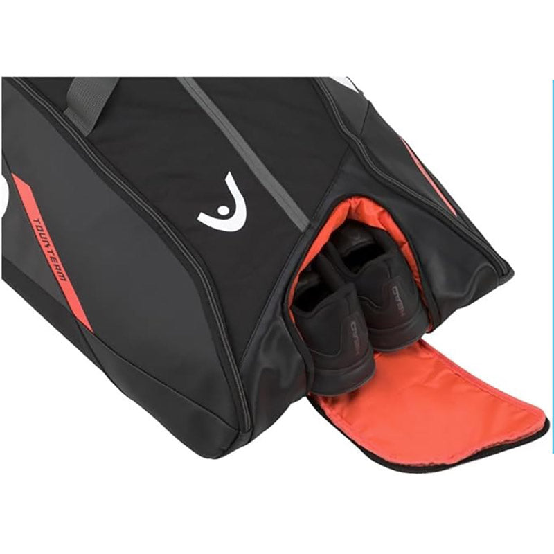 Head Tour Team Monstercombi 12 Racquet Tennis Bag (Black/Orange) - Perfect for Tennis Players, Coaches & Tournament Travel