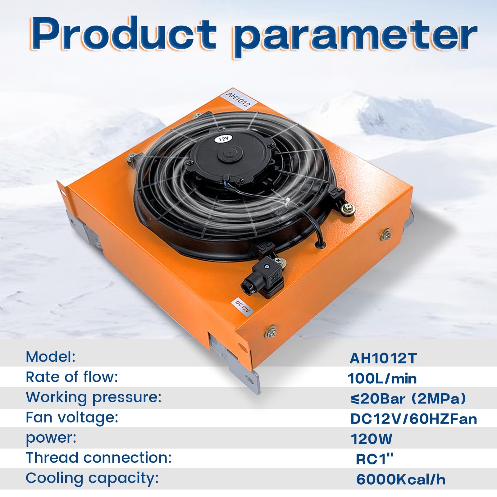 AH1012T-CA Hydraulic Oil Cooler - 120W Air Cooled Radiator, 12VDC, 100L/min Flow Rate with Precision Welding & High-Efficiency Fan - Ideal for Industrial Machinery, Construction Equipment & Automotive Cooling Systems