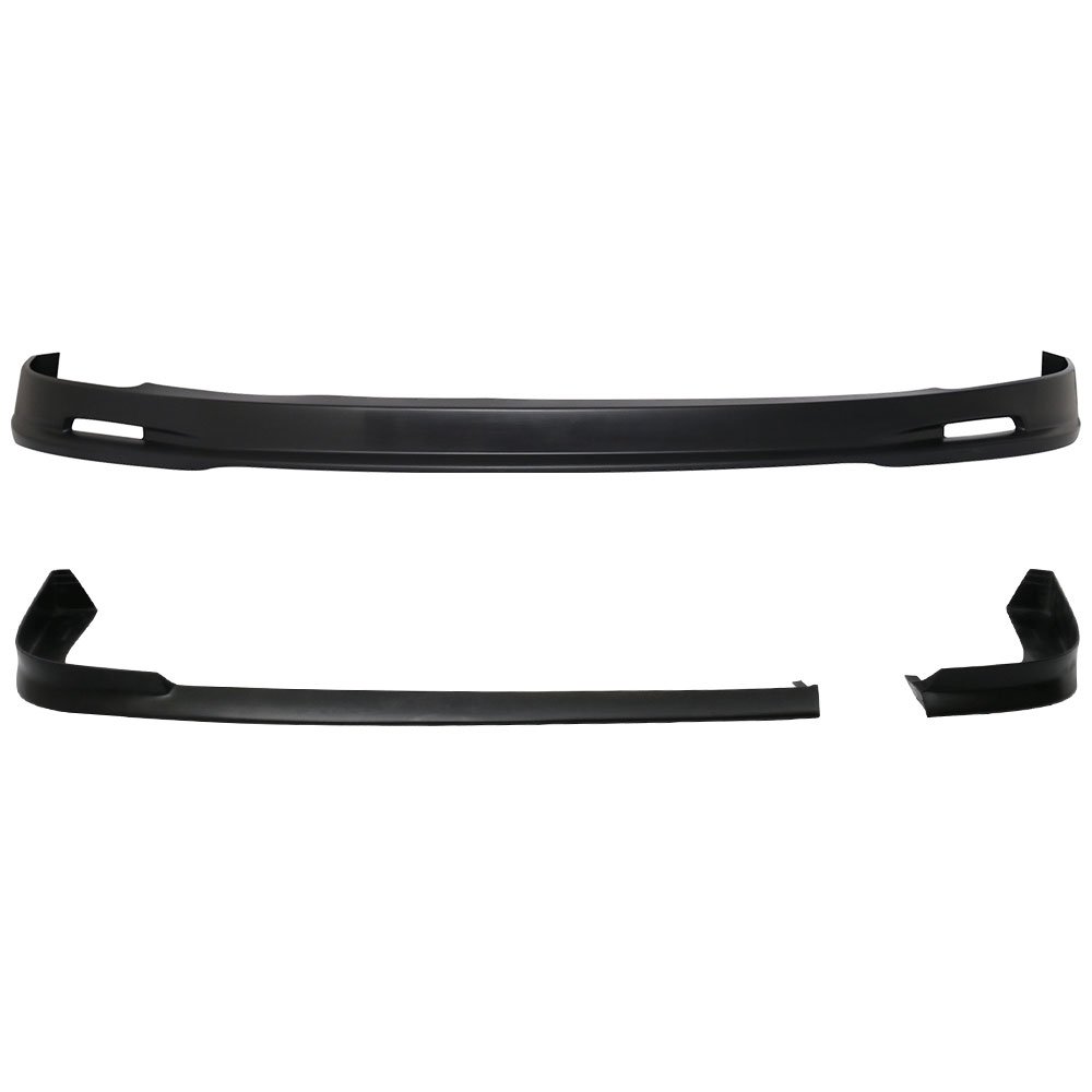 IKON MOTORSPORTS TR Style Front Bumper Lip & Rear Air Dam Diffuser for 2001-2003 Honda Civic - Unpainted Black PP/PU Chin Spoiler - Perfect for Car Styling & Performance Upgrade
