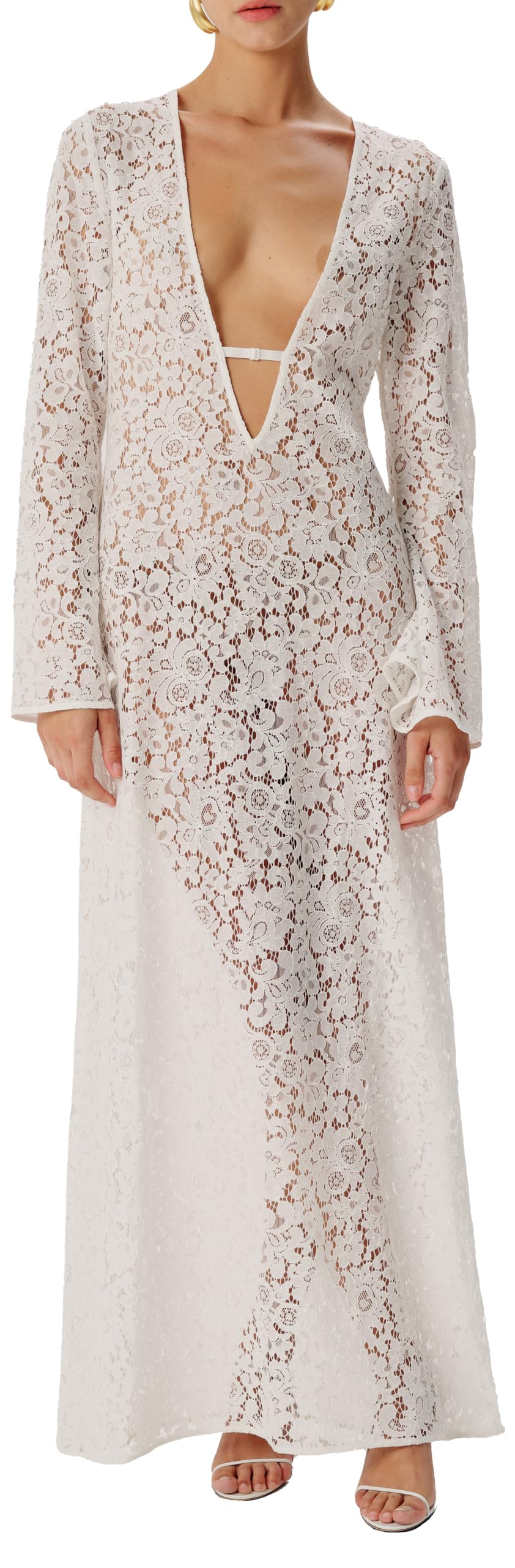 Ronny Kobo Women's Landon Lace Maxi Dress - Elegant Long Sleeve Floral Embroidery Formal Gown for Weddings, Parties & Special Occasions