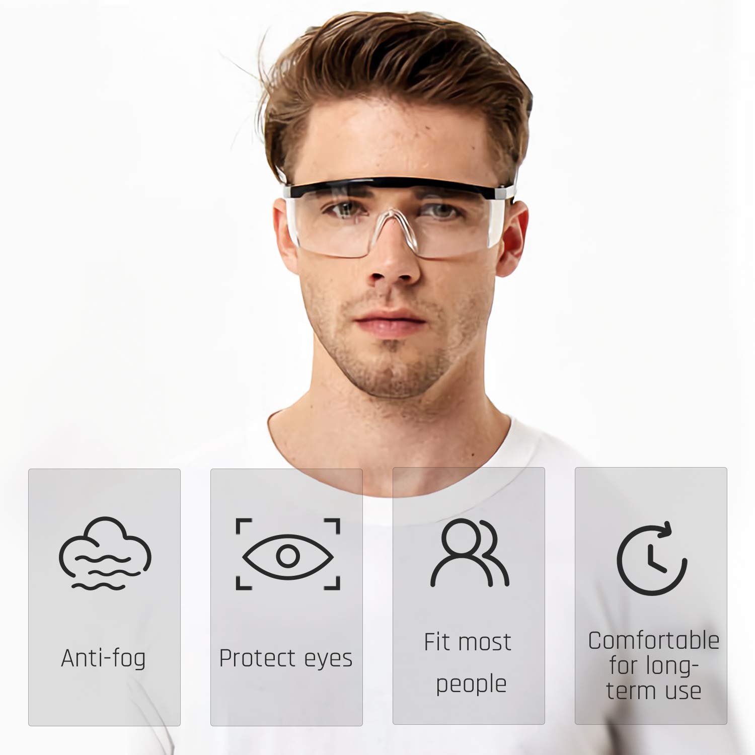 2-Pack Anti-Fog Safety Glasses - Adjustable Protective Eyewear with Clear Lens for Construction, Woodworking & DIY Projects