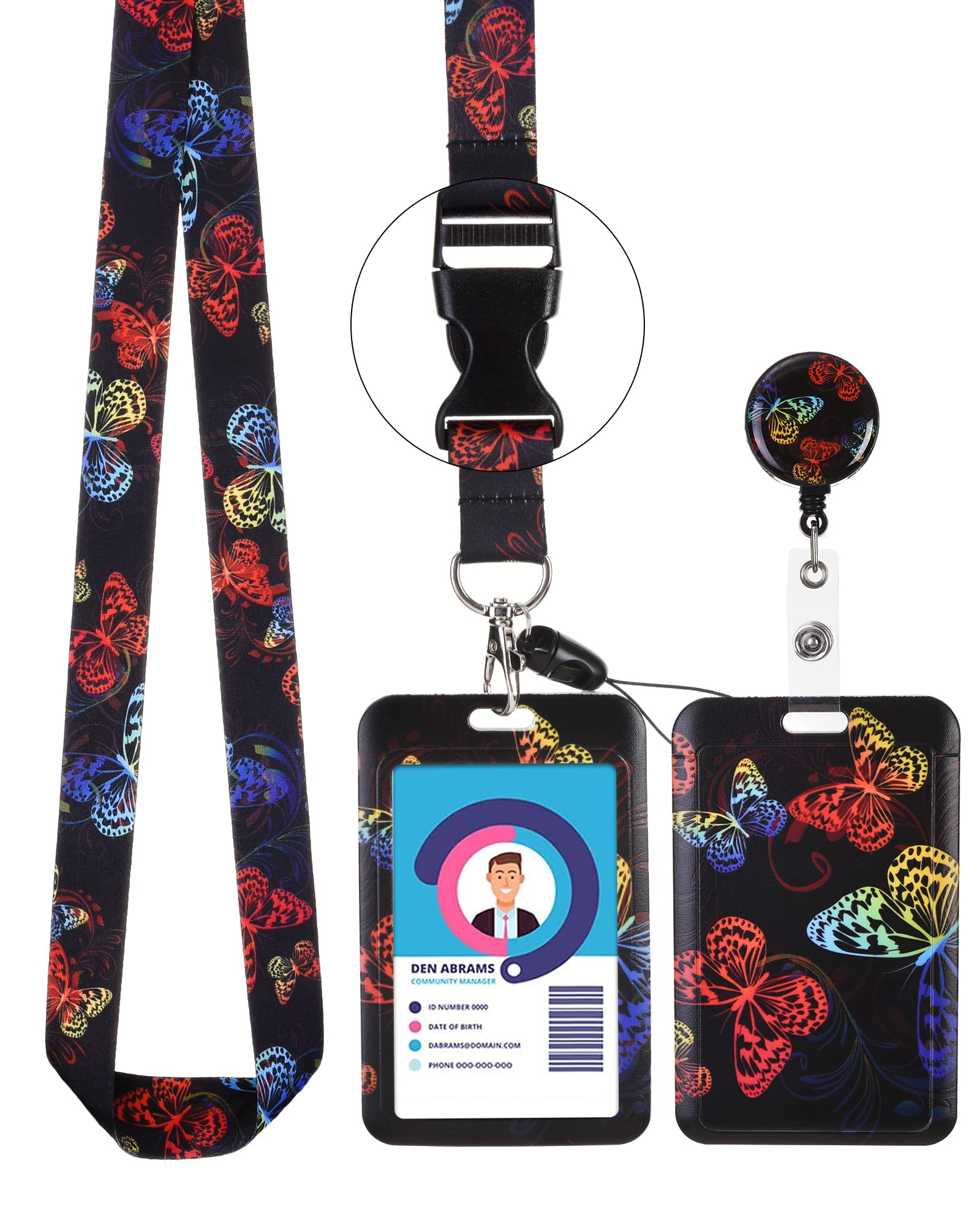 BGHSE ID Badge Lanyards - Black Butterfly for Work & Events
