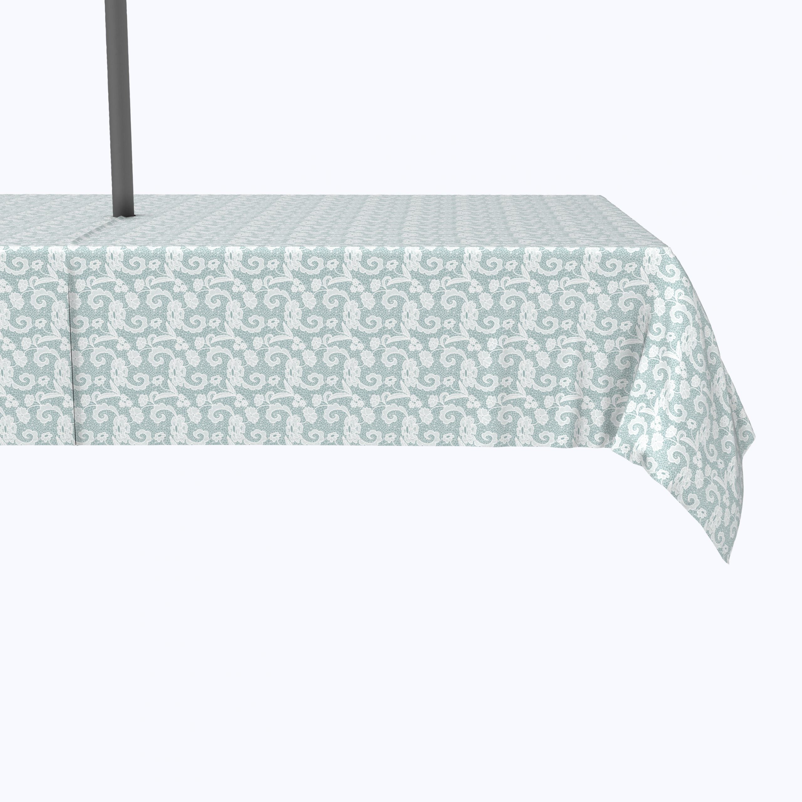 Elegant Blue Floral Lace Scrolls Outdoor Rectangular Throw Pillow Covers - Perfect for Patio, Garden & Porch Decor