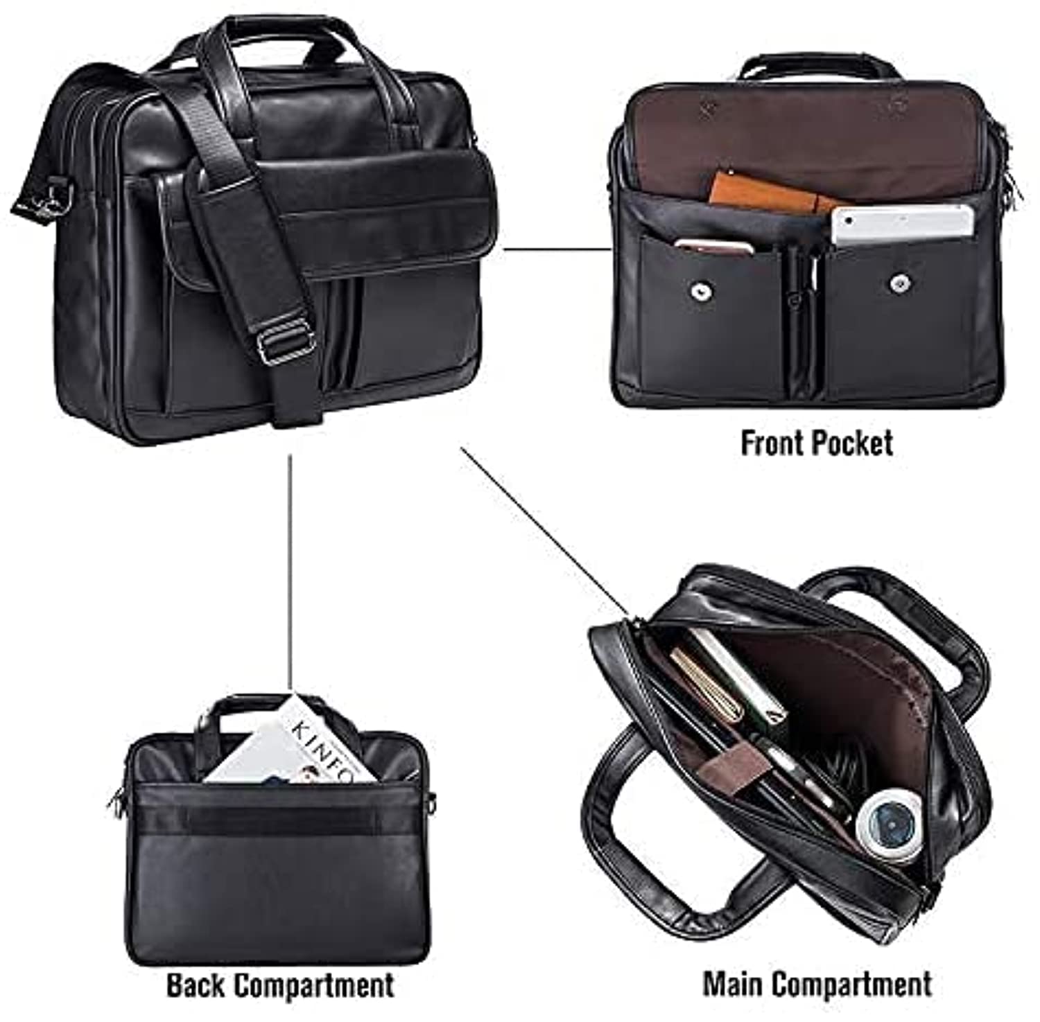 Premium Genuine Leather Men's Business Briefcase - Handmade Messenger Bag for Laptop, Documents & Travel | Professional Office Work, Business Trips & Daily Commute