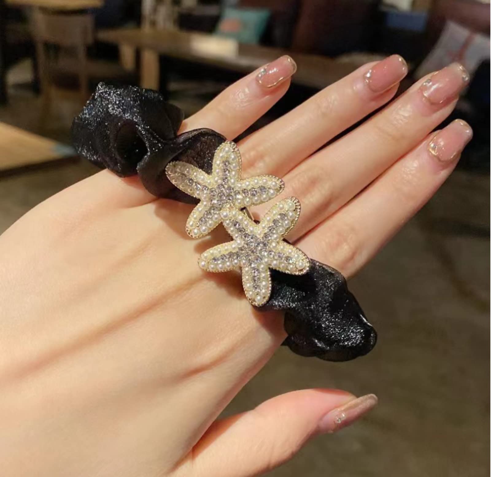 Luxury Rhinestone Organza Hair Scrunchies for Women - 3PCS Star Hair Ties, Elegant Hair Accessories for Parties, Weddings & Daily Use