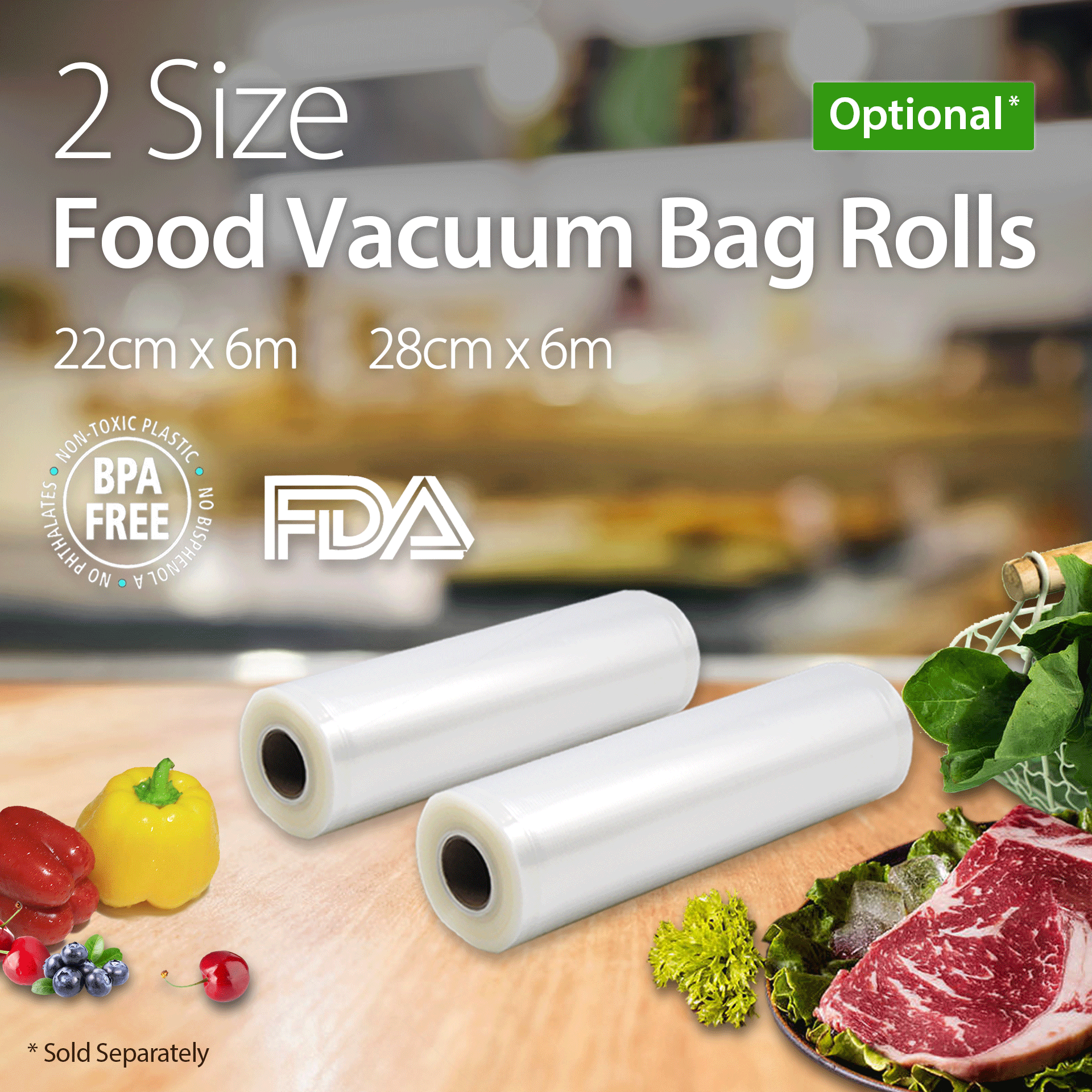 Flora Food Vacuum Sealer Machine - Commercial Grade 110W 80Kpa for Fresh Meat, Vegetables & Meal Prep | Model FL-FVS-2688 | Perfect for Home Kitchen, Restaurant & Food Storage | AU Stock