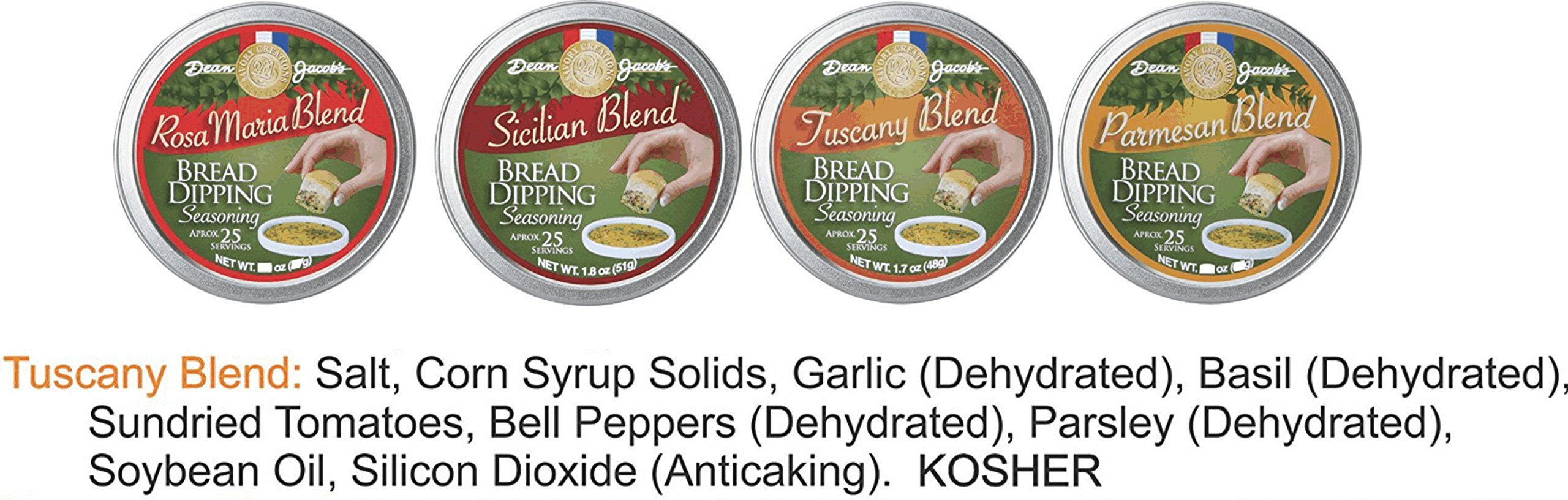Dean Jacob's Tuscany Bread Dipping Seasonings - Italian Herb Blend (Pack of 6 Tins) | Perfect for Olive Oil Dip, Pasta, Pizza & Salad Dressing | Gourmet Cooking & Entertaining