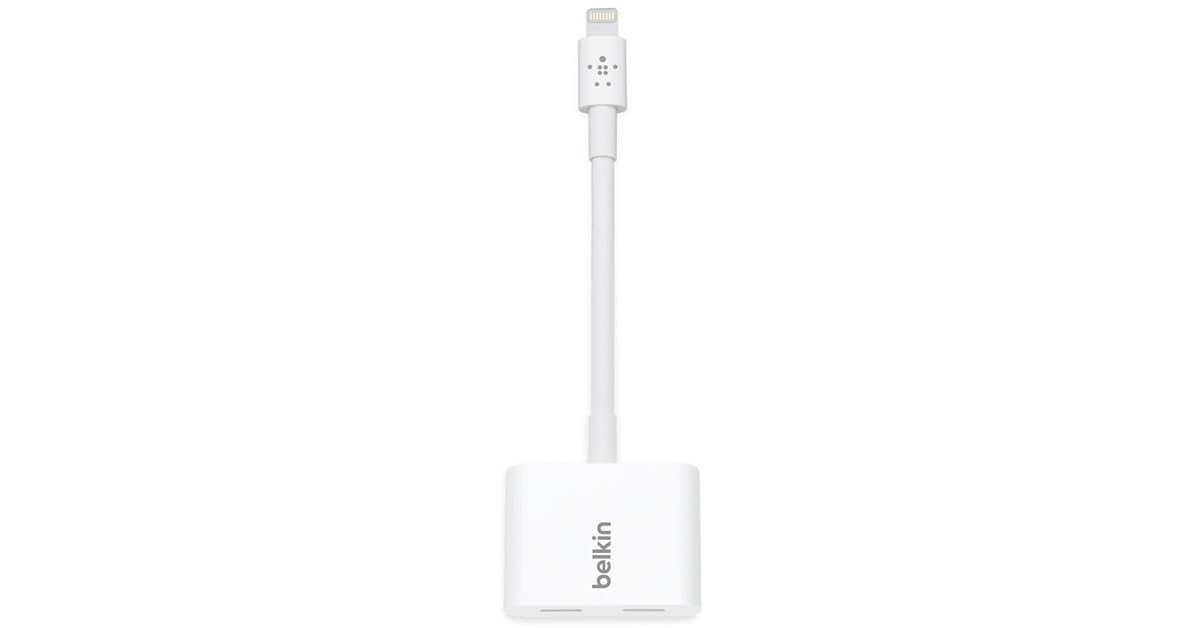 Belkin Rockstar Lightning Audio + Charge Adapter - 3.5mm Headphone Jack & Charging Cable for iPhone 14/13/12/11/X/8 & All Lightning Port Devices - Perfect for Music, Gaming & Hands-Free Calling While Charging