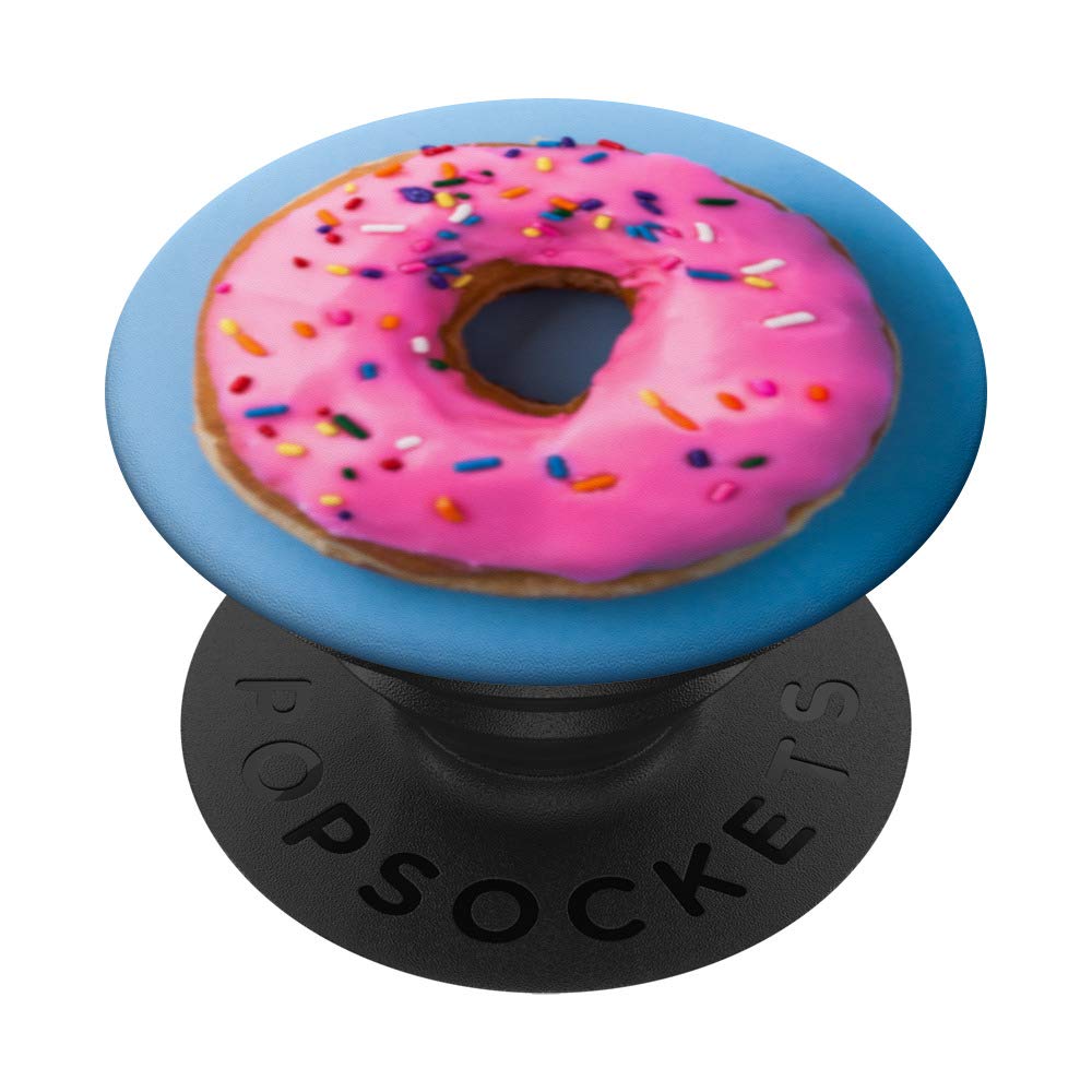 Pink Donut with Colorful Sprinkles on Blue Background - Perfect for Birthday Parties, Social Media Posts & Food Photography
