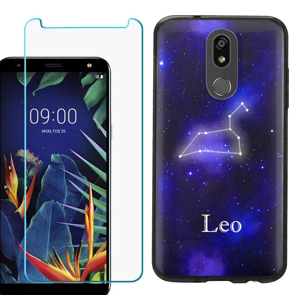 One Tough Shield Slim-Fit TPU Case with Tempered Glass Screen Protector for LG Solo LTE/Harmony 3/LG K40 - Black Bezel Design | Zodiac Leo Series | Perfect for Everyday Protection & Style