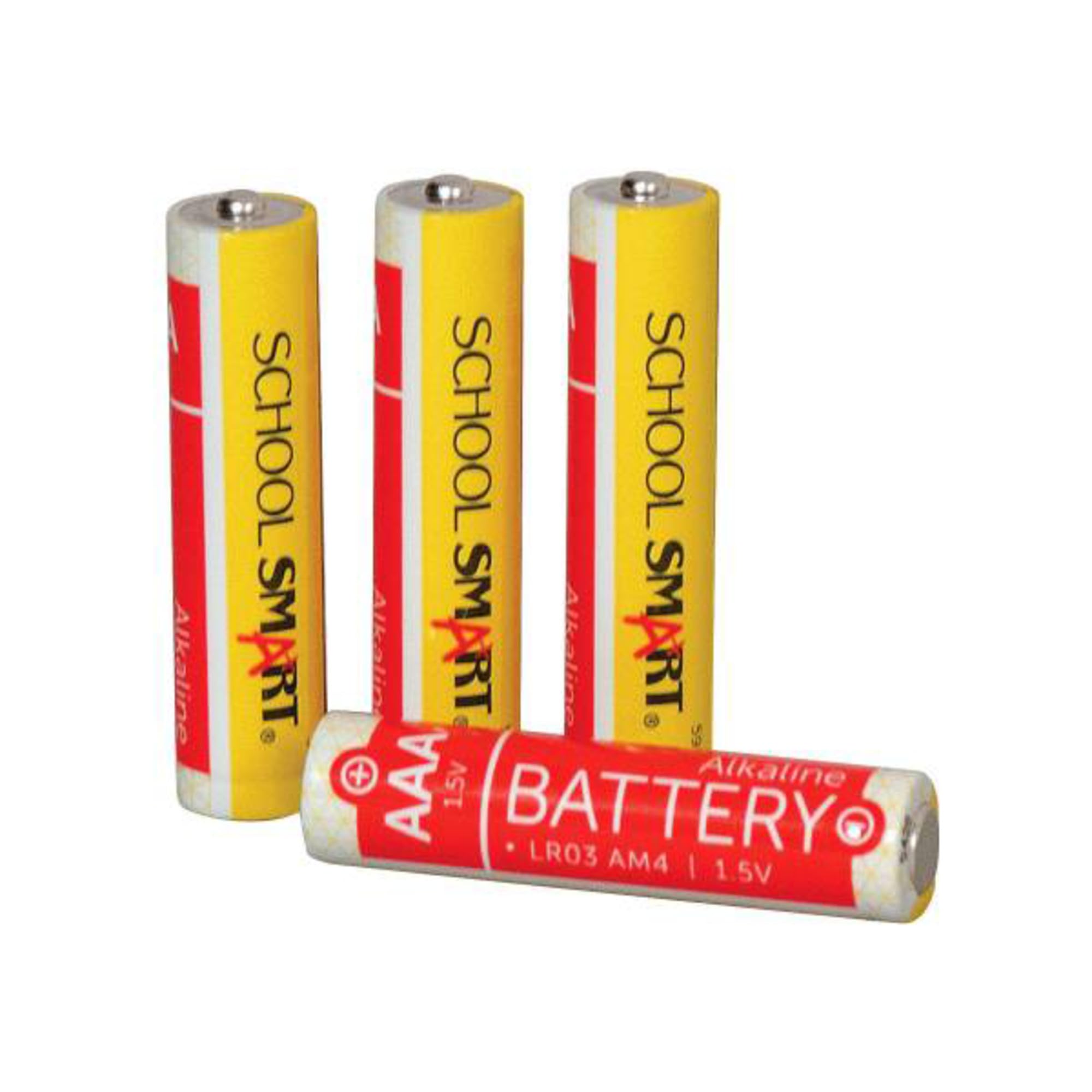 School Smart Alkaline AAA Batteries - 4 Pack | Long-Lasting Power for Toys, Remote Controls & Electronics | Reliable Performance for Home, Office & School Use