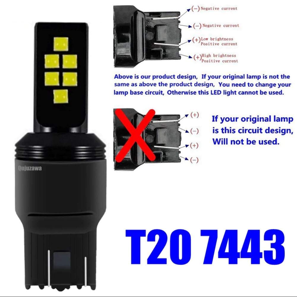 SOCAL-LED 7440 7443 Amber Yellow LED Turn Signal Bulb - 3030 SMD Super Bright for DRL, Brake, Parking & Tail Lights - Pack of 2 - Perfect for Cars, Trucks & Motorcycles Day & Night Driving