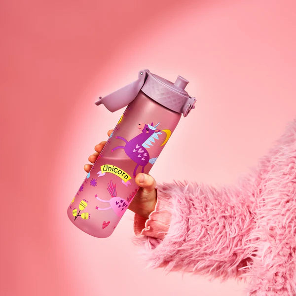 Ion8 Slim Water Bottle - Leak Proof, BPA Free, 500ml, Unicorn Purple - Perfect for Gym, Hiking & School Hydration
