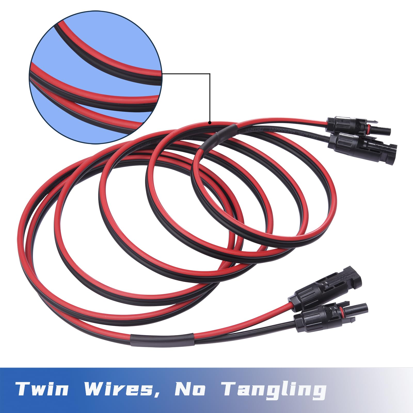 VALEMO 10ft 2x10 AWG Solar Panel Extension Cable with MC4 Connectors - Weatherproof Copper Twin Wire for Home, RV & Off-Grid Solar Systems - Perfect for Connecting Solar Panels to Charge Controllers and Power Stations