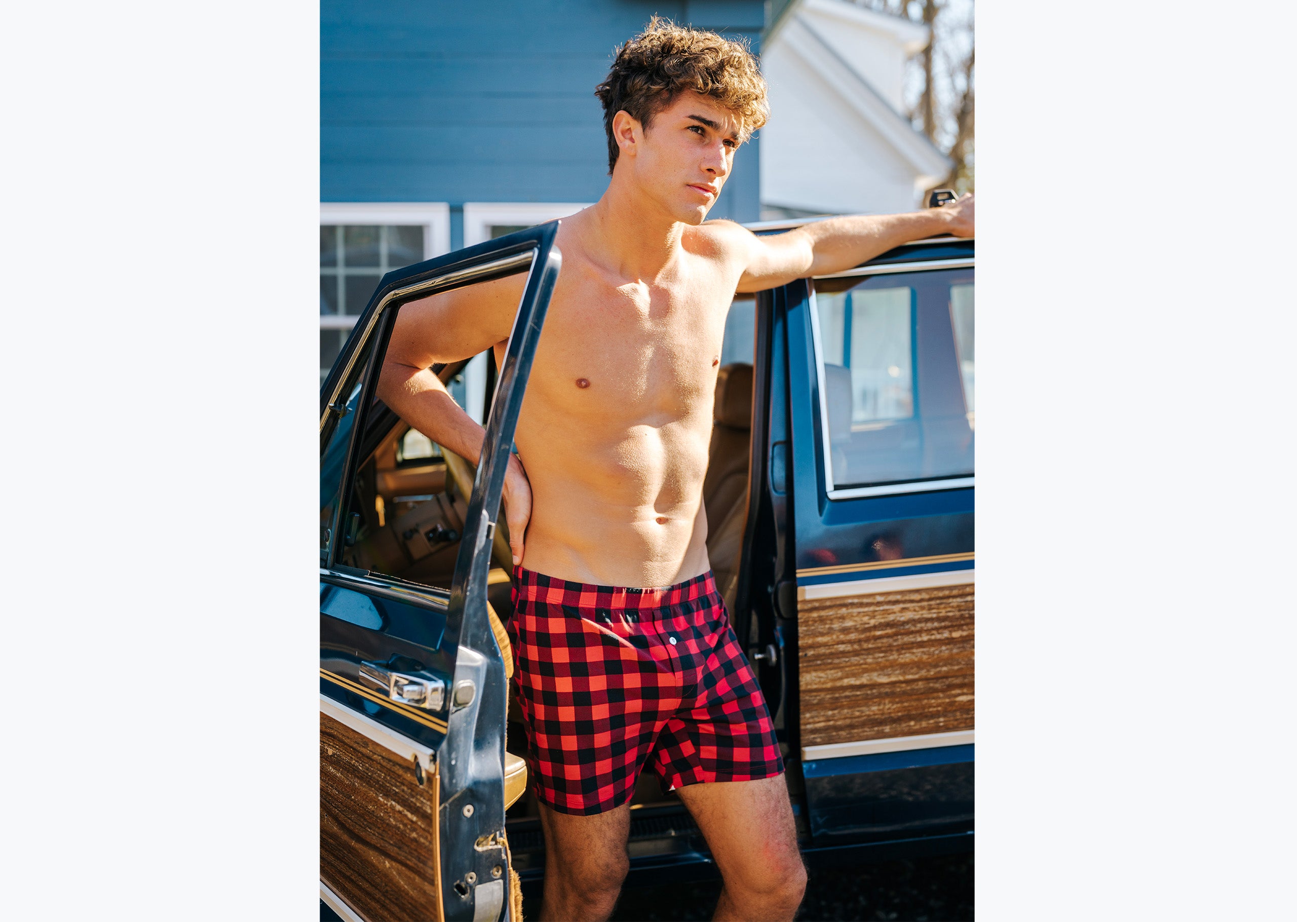 Men's Slim Fit Boxer Briefs - Red Buffalo Check Plaid Underwear for Comfort & Style | Perfect for Everyday Wear, Gym & Travel