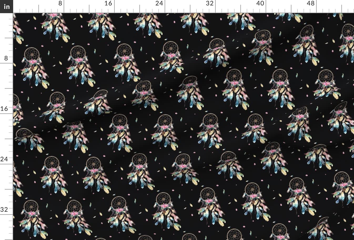 Bohemian Dreams Free Black Boho Dreamcatcher Floral Pink Printed Minky Fabric by The Yard - Soft Sewing Material for Baby Blankets, Quilt Backing & Plush Toys - Perfect for DIY Nursery Decor & Boho Home Decor Projects