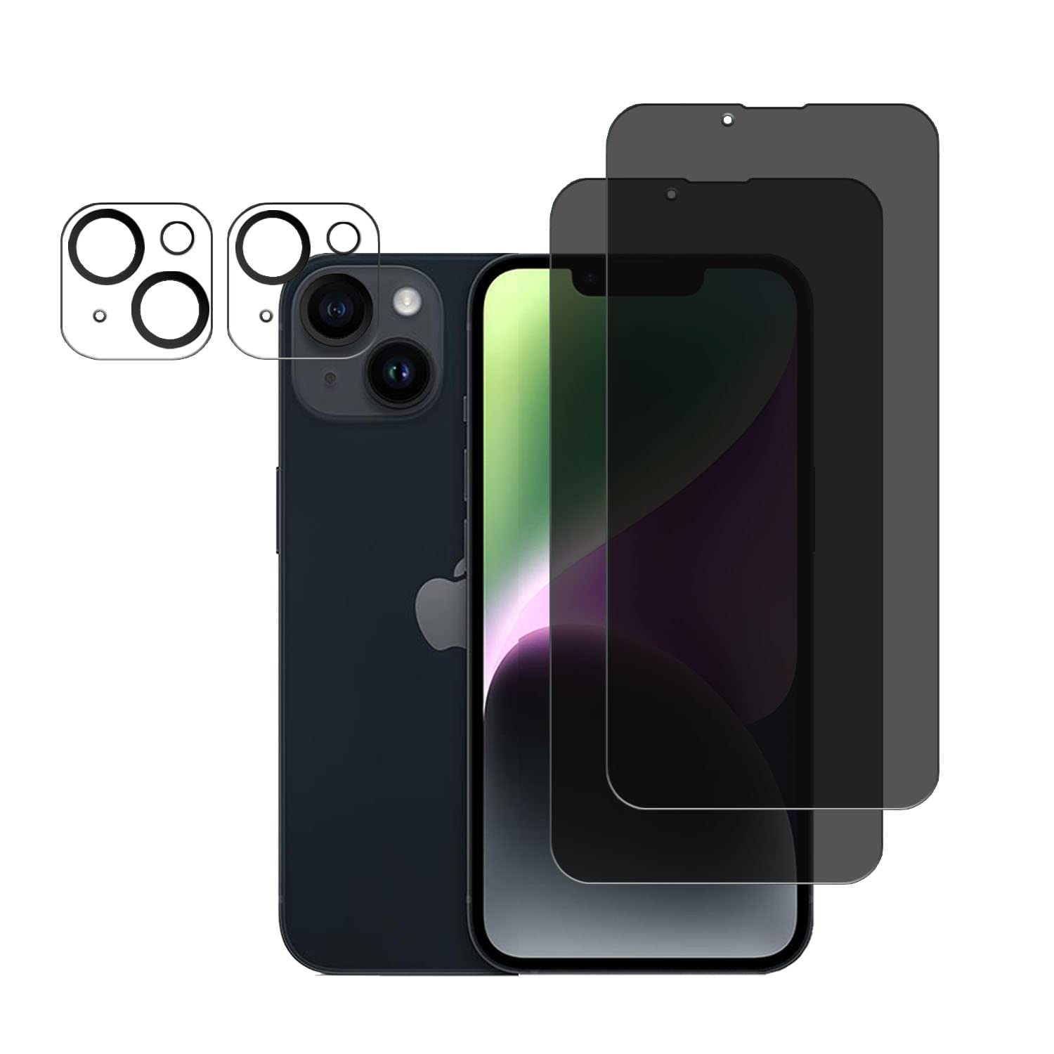 iPhone 14 Privacy Screen Protector 2+2 Pack - Anti-Spy 9H Tempered Glass for Privacy Protection