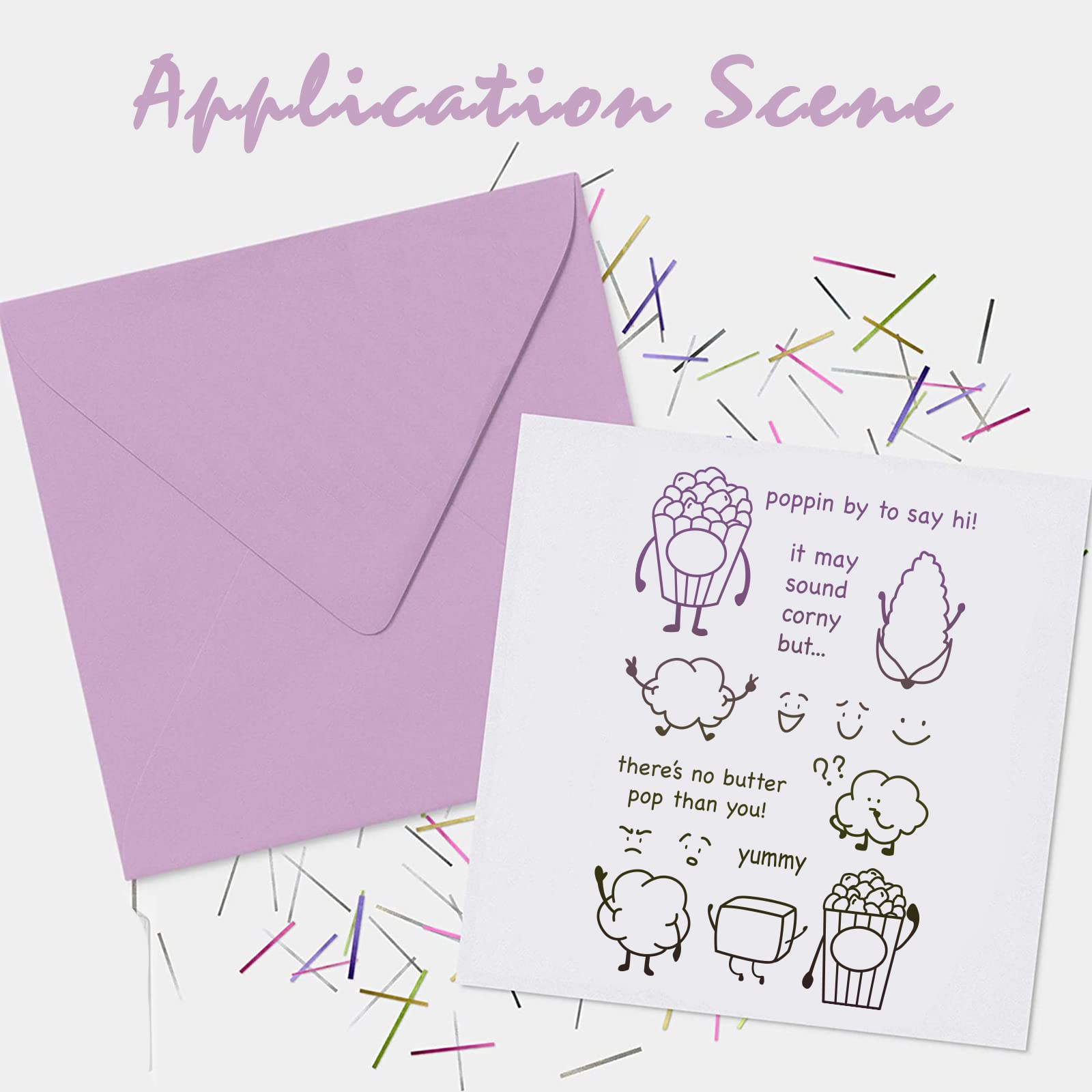GLOBLELAND Clear Silicone Stamps for DIY Scrapbooking - Transparent Popcorn Stamps for Birthday Cards, Valentine's Day Party Decorations, Photo Albums & Paper Crafts | Perfect for Handmade Greeting Cards and Craft Projects