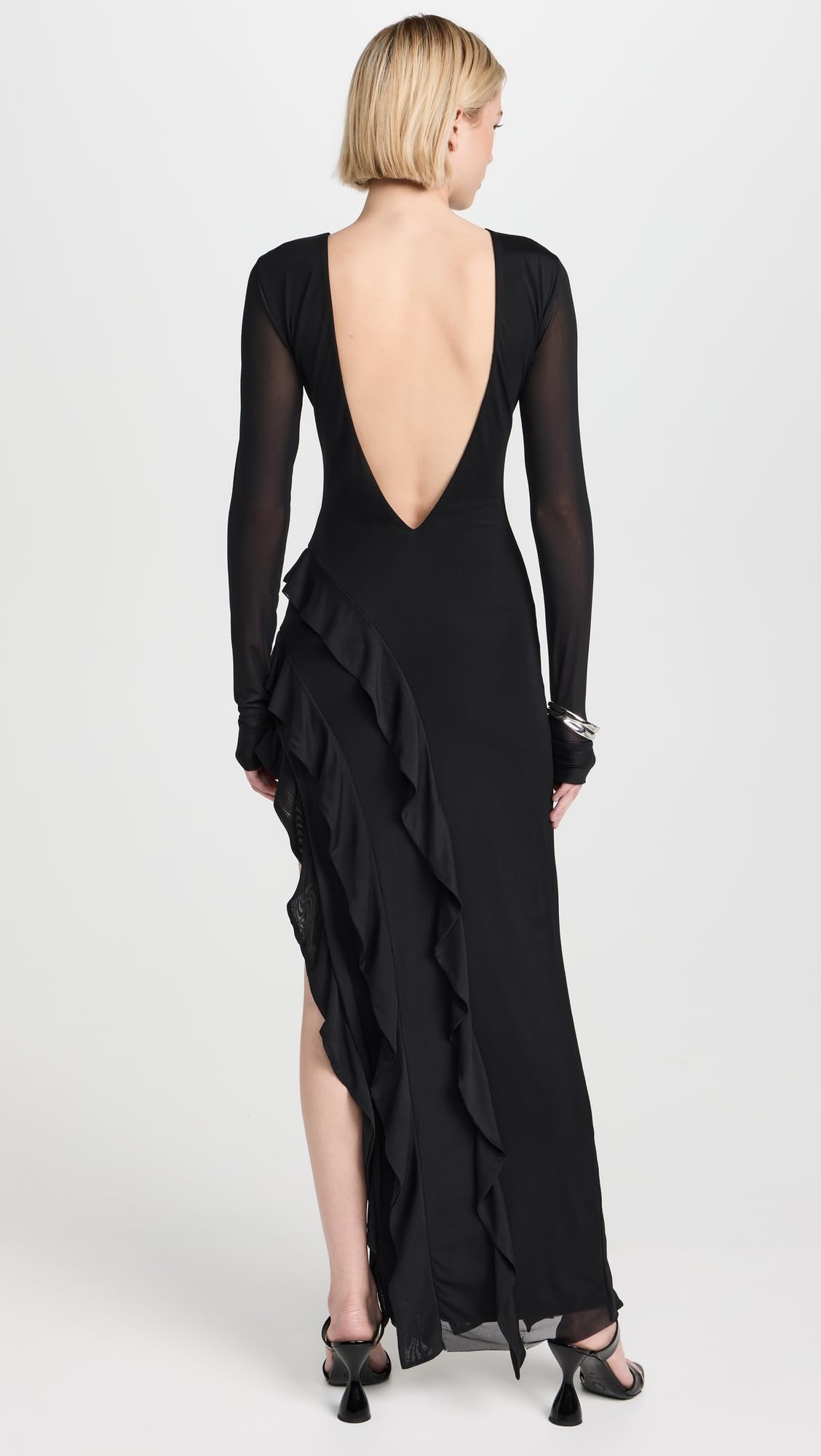 AFRM Women's Jacie Ruffle Open Back Maxi Dress - Flowy Summer Beach Dress with Feminine Ruffles for Vacation, Wedding Guest & Date Night Outfits