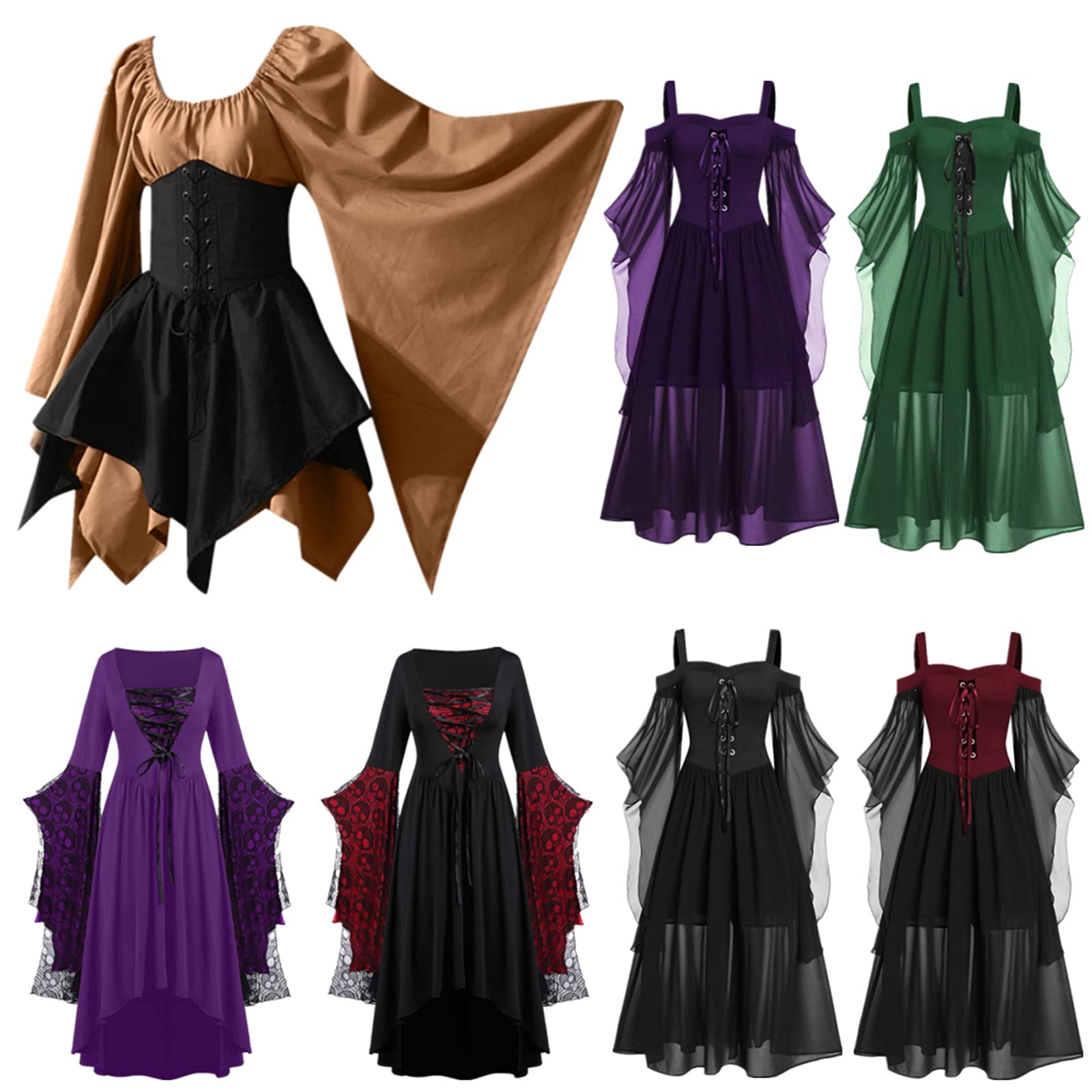 Gothic Punk Dress for Women - Halloween Cosplay & Y2K Street Costume with Butterfly Sleeves & Lace Details (Plus Size Available) | Perfect for Parties, Concerts, and Alternative Fashion Events