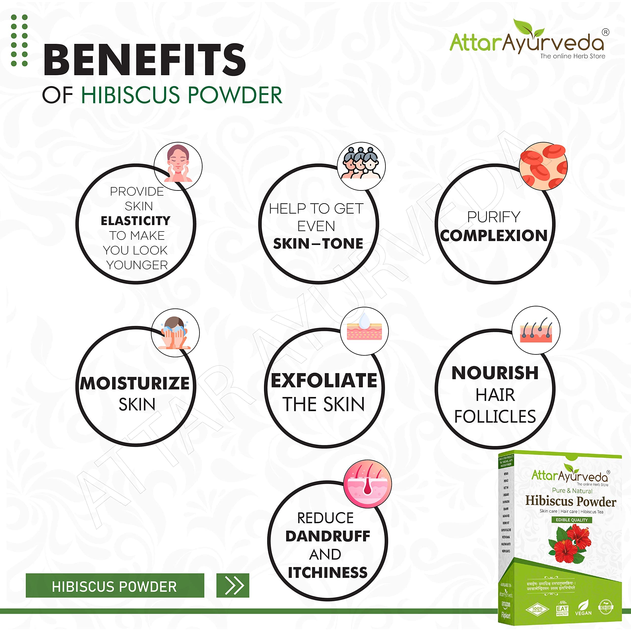 100% Pure Natural Hibiscus Powder for Hair Growth & Skin Care (100g) | Ayurvedic Gudhal Ka Phool Powder for DIY Hair Masks, Face Packs, Herbal Tea & Cooking | No Preservatives | Perfect for Natural Beauty Routines & Healthy Recipes