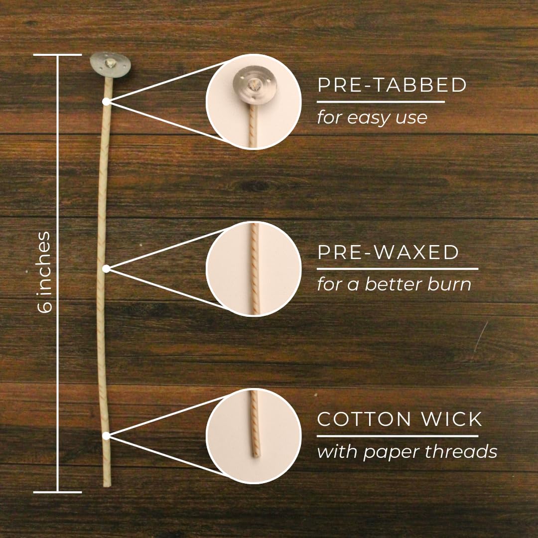 Premium 6-Inch Cotton Candle Wicks for Candle Making - CD 16 Stabilo Wicks (100pcs) - Ideal for DIY Soy Wax Candles, Beeswax Candles & Home Fragrance Projects - Perfect for Aromatherapy, Gifts & Home Decor