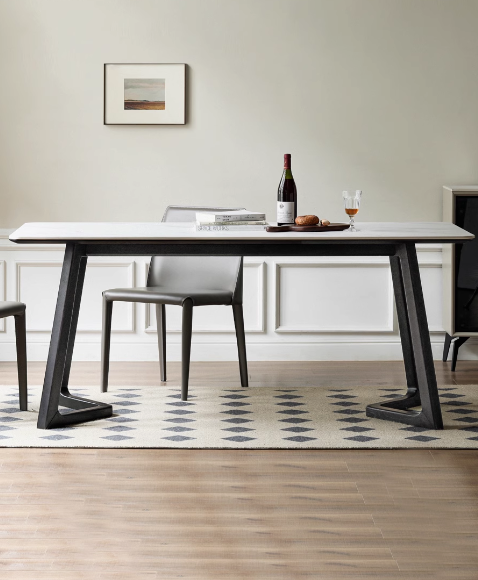 Solid Oak Wood Nordic Style Light Luxury Rock Dining Table - Perfect for Modern Farmhouse, Minimalist & Contemporary Dining Rooms