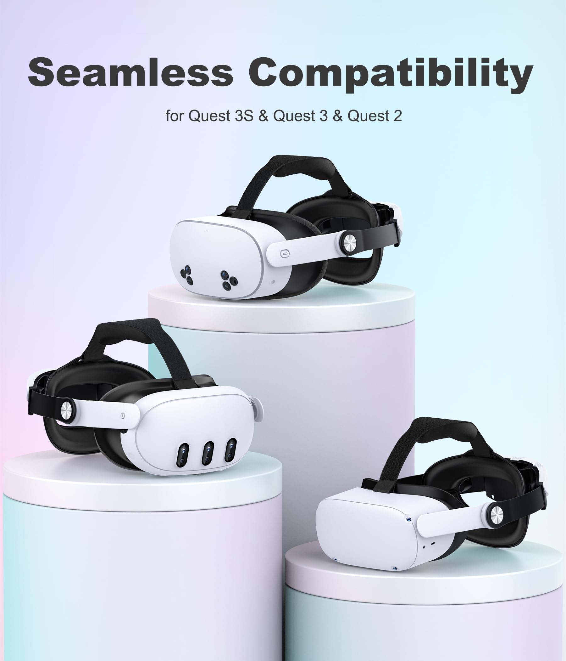 Meta Quest 2/Quest 3/Quest Pro Comfort Head Strap - Adjustable VR Headset Accessory with Soft Cushion for Enhanced Support & Pressure Relief | Perfect for Long Gaming Sessions & VR Experiences