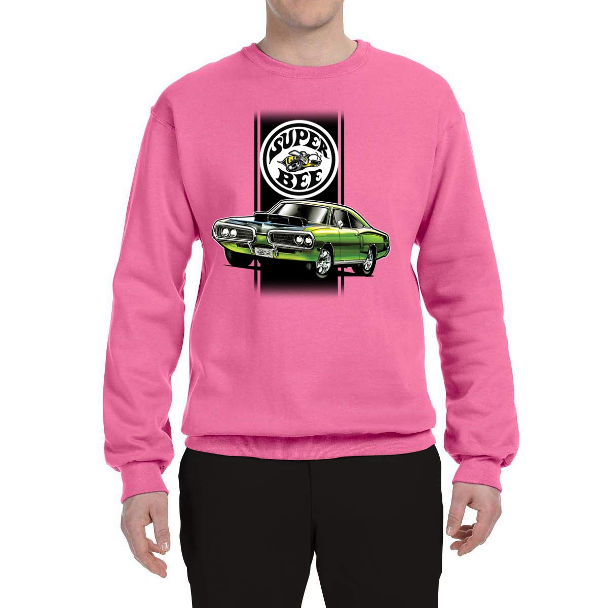 Wild Bobby Dodge Super Bee Classic Vintage Hot Rod Racing Cars & Trucks Graphic Sweatshirt - Unisex Crewneck Pullover for Car Enthusiasts & Retro Fashion Lovers - Perfect for Casual Wear, Car Shows & Racing Events