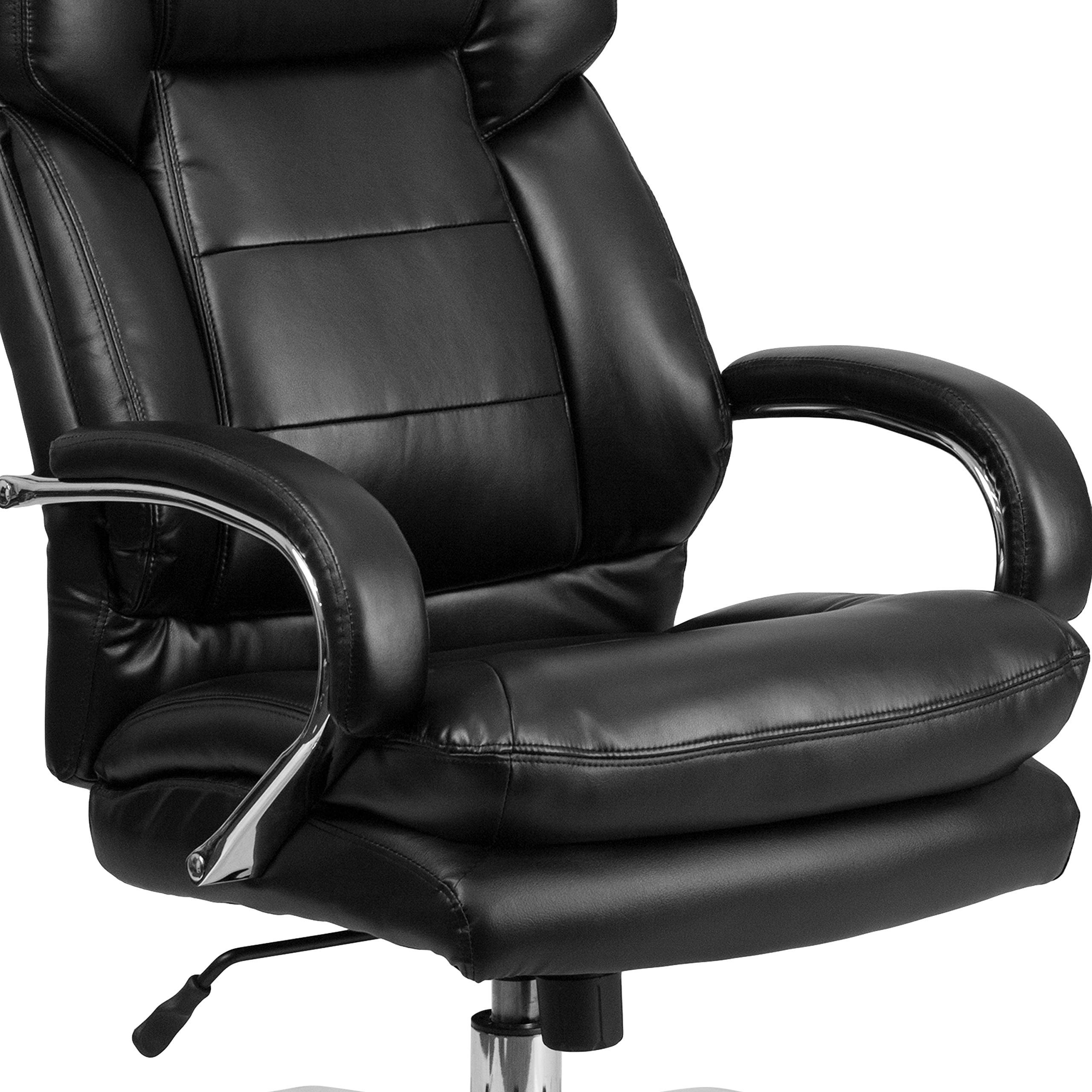 Flash Furniture Hercules Series LeatherSoft Swivel Office Chair with Loop Arms - Ergonomic High-Back Executive Chair with Padded Seat & Arms in Black - Perfect for Home Office, Gaming & Workspace Comfort
