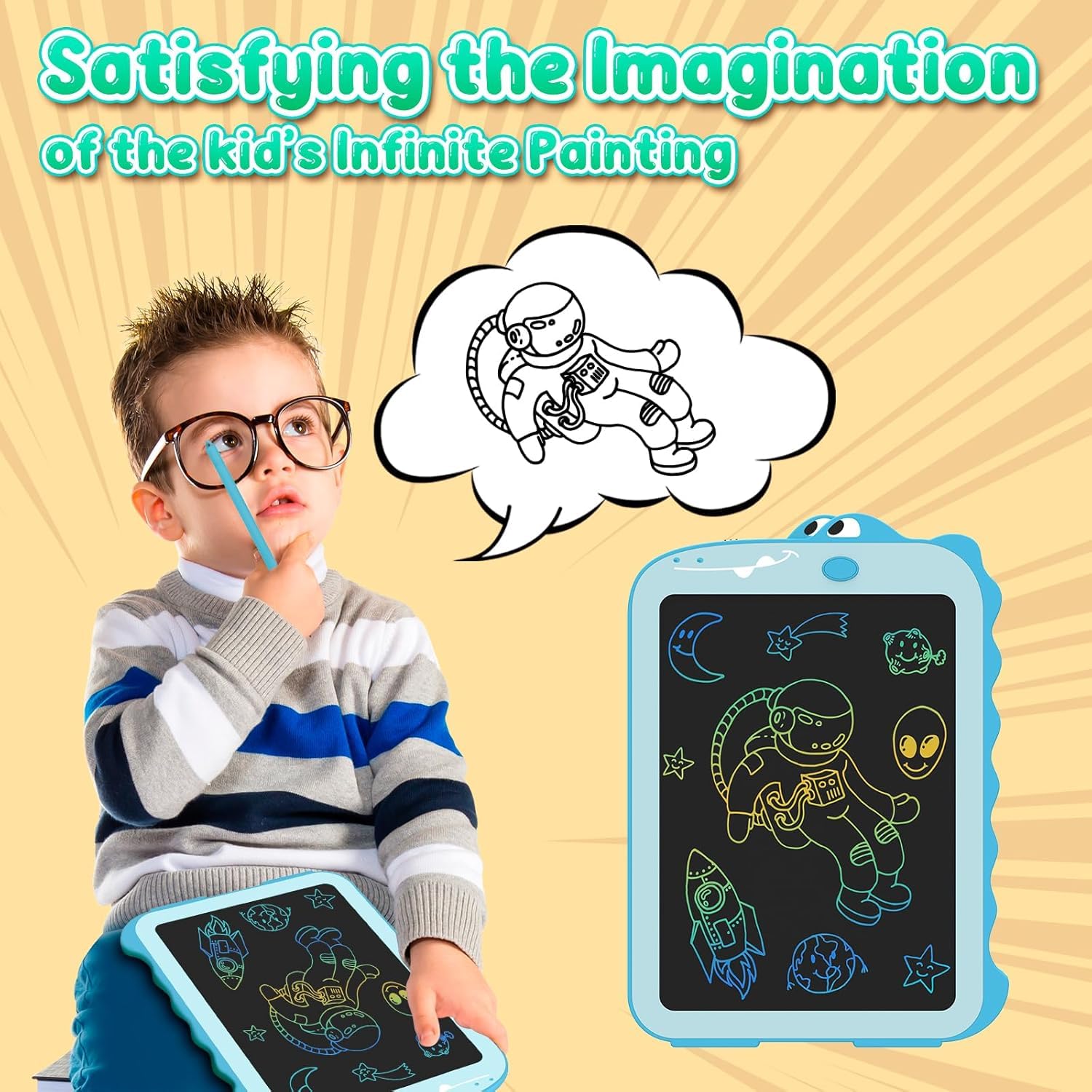 8.5-Inch LCD Writing Tablet for Kids - Colorful Doodle Drawing Board, Erasable Handwriting Pad, Educational Learning Toy for Toddlers & Boys - Perfect for Home, School & Travel Use as Birthday Gifts
