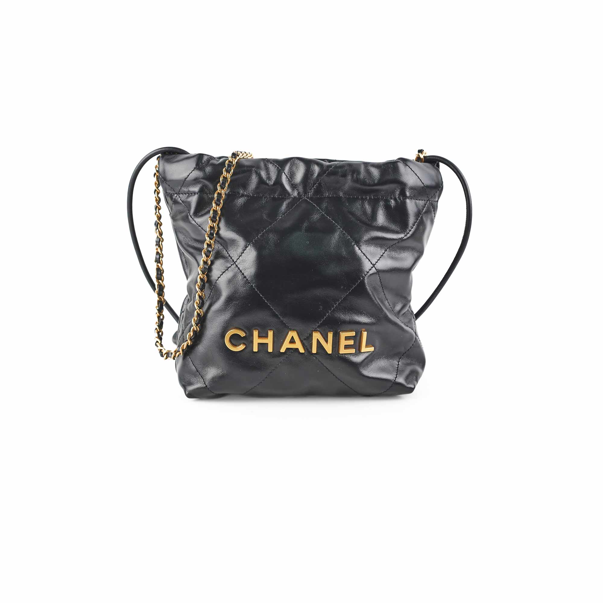 Chanel Mini 22 Handbag Black Leather Crossbody Bag for Women - Perfect for Date Night, Parties & Everyday Luxury