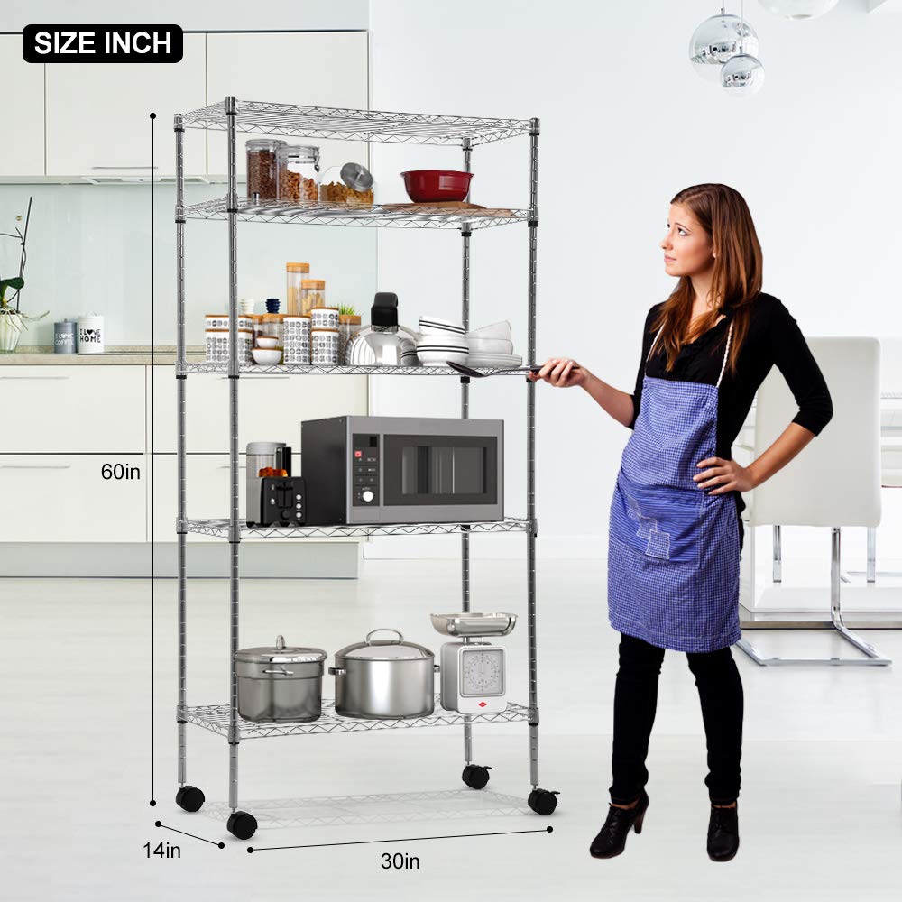 BLKMTY 5-Tier Heavy Duty Metal Wire Shelving Unit - NSF Certified Adjustable Garage Storage Shelf 14