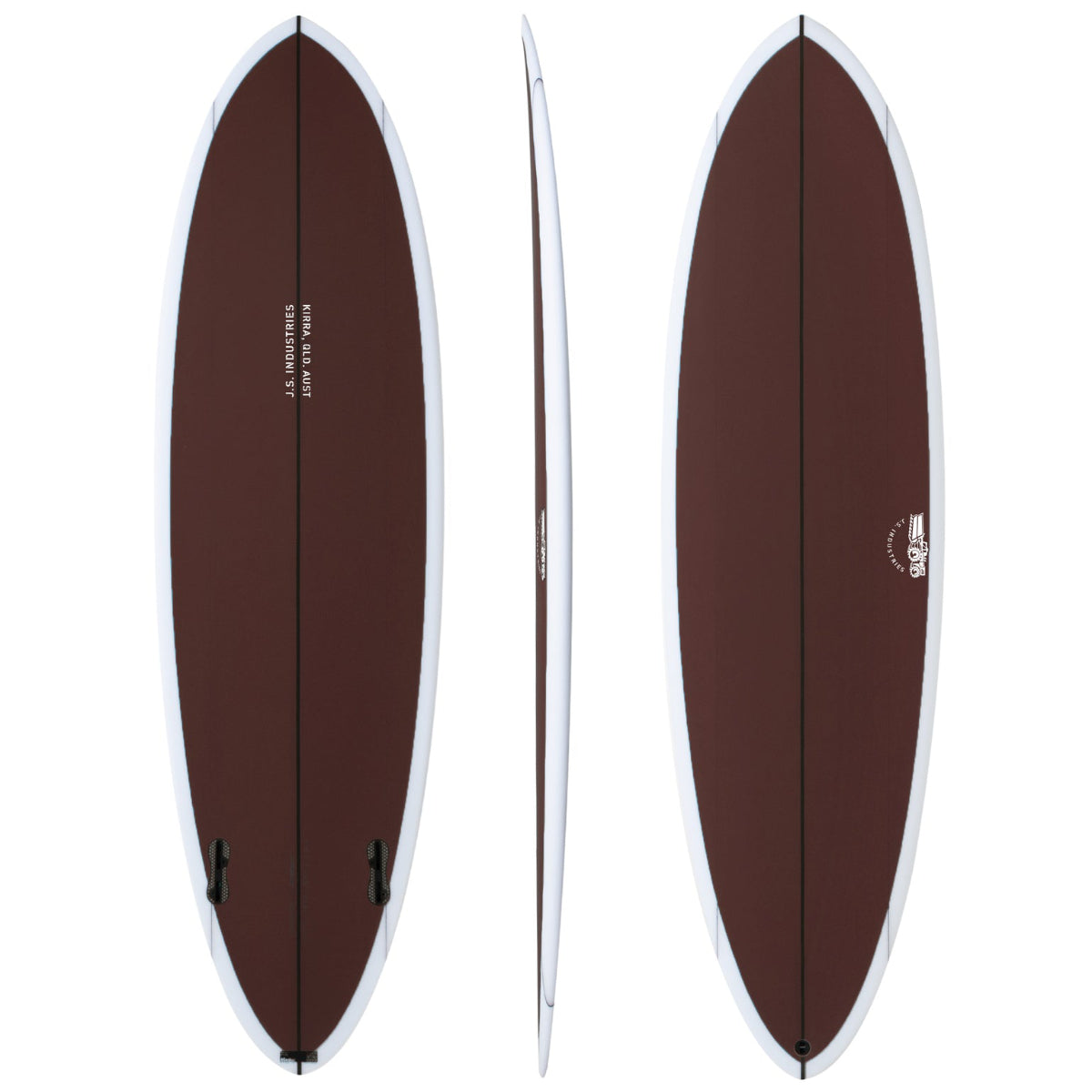 JS Industries Big Baron PE Carbon Fusion 6'2 Surfboard with Futures Fins - Maroon Red | High-Performance Shortboard for Waves & Beach Surfing