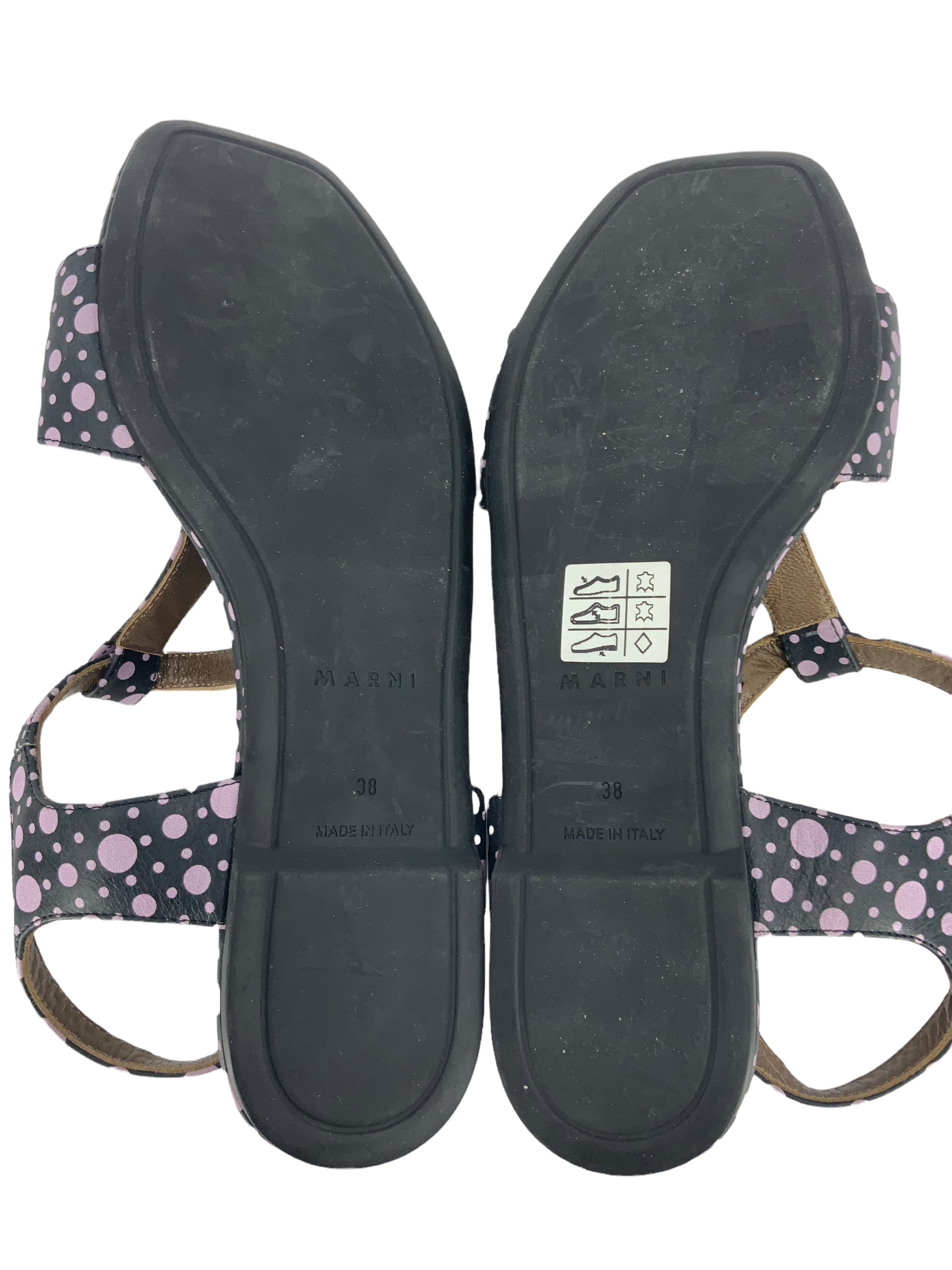 MARNI Women's Polka Dot T-Strap Flat Sandals Size 8.5 | Comfortable Summer Casual Shoes for Beach, Vacation & Daily Wear