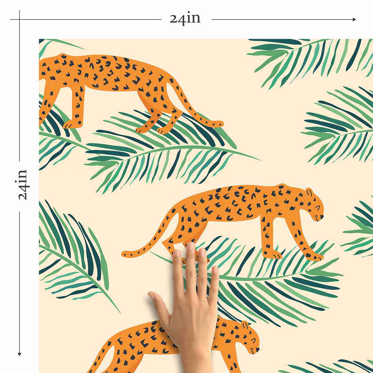 Orange Leopard Print Peel and Stick Removable Wallpaper - Self-Adhesive Decorative Wall Covering for Bedroom, Nursery, Living Room & Office Decor