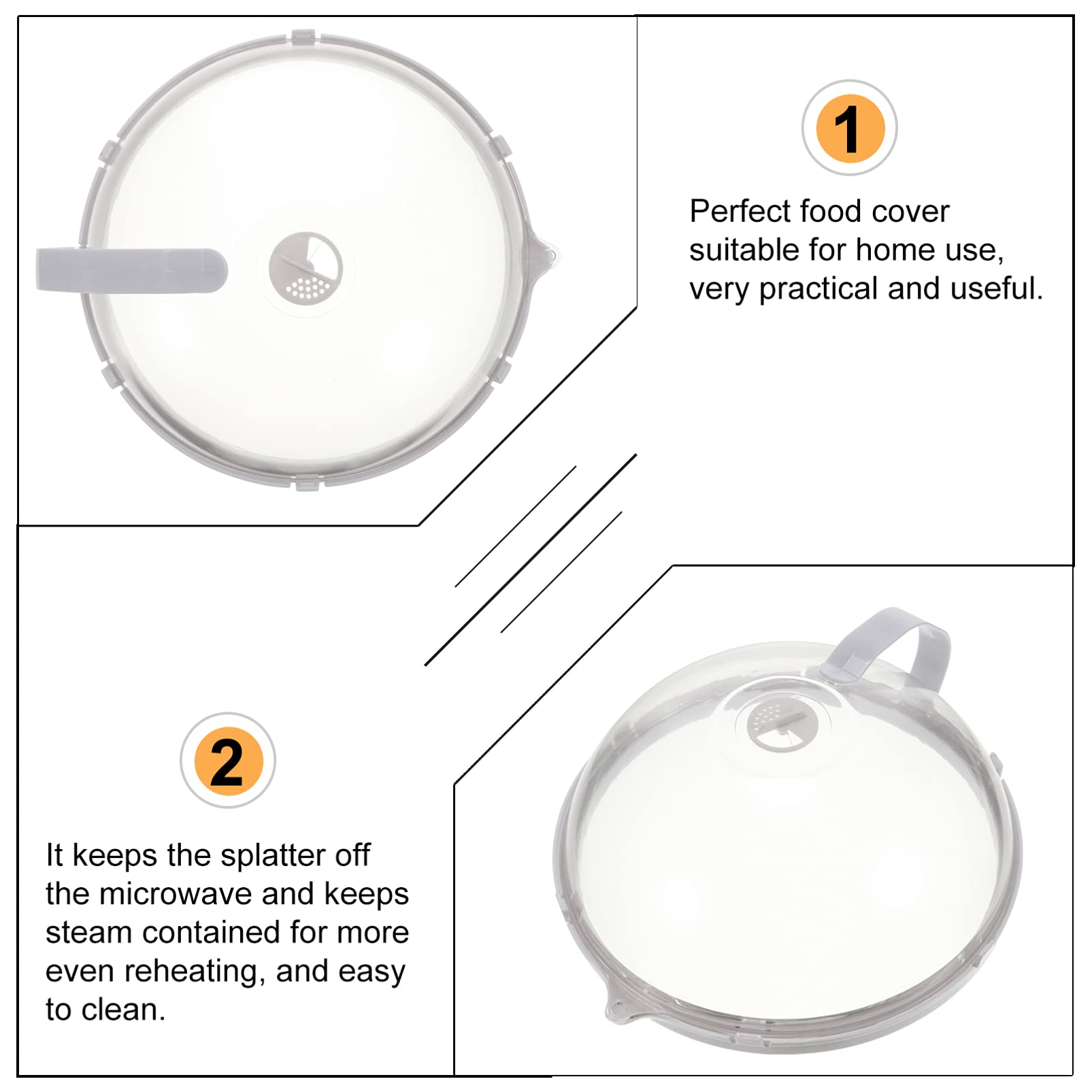 Reusable Microwave Splatter Cover - Oven Safe Food Protection Lid, Anti-Splash Plate Cover for Grilling, Baking & Camping | BPA-Free PP Material, White Serving Plate Accessory (Perfect for Meal Prep, Leftovers & Microwave Cooking)