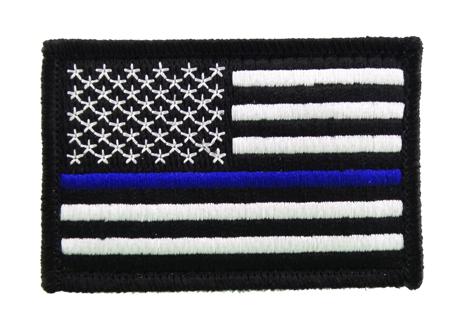 Thin Blue Line Police Flag Tactical Hook & Loop Patch - Fully Embroidered Morale Badge for Law Enforcement (Black & White) | Perfect for Uniforms, Backpacks & Tactical Gear