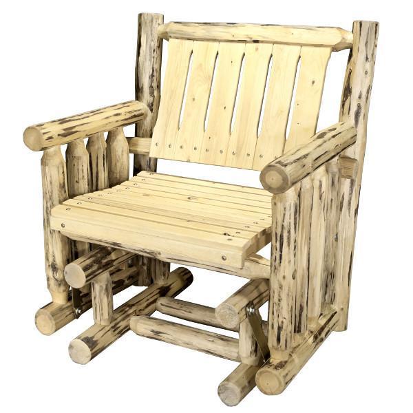 Montana Log Single Seat Glider - Rustic Wooden Porch Swing Chair for Outdoor Relaxation | Perfect for Patio, Garden, Deck & Backyard Lounging