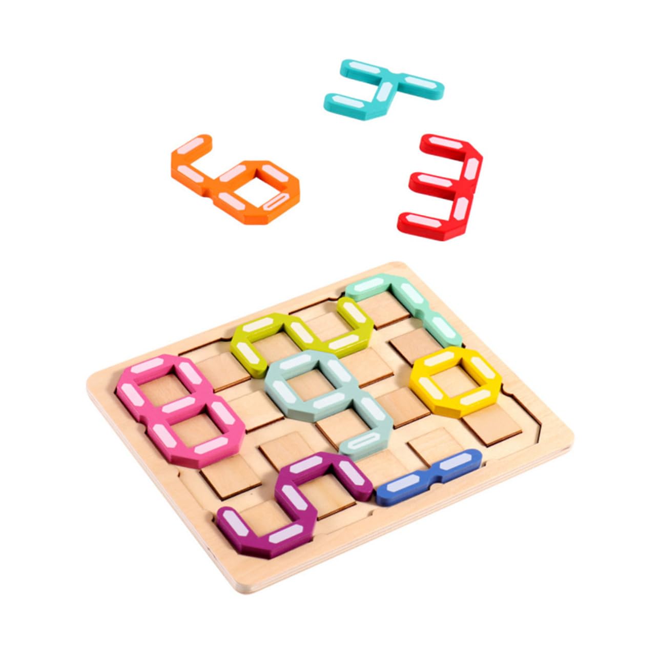 Wooden Number Puzzle Set - Montessori Educational Toys for Toddlers, Preschool Learning & Brain Development - Stacking, Sorting & Building Blocks for Kids - Perfect for Early Childhood Education & Cognitive Skills