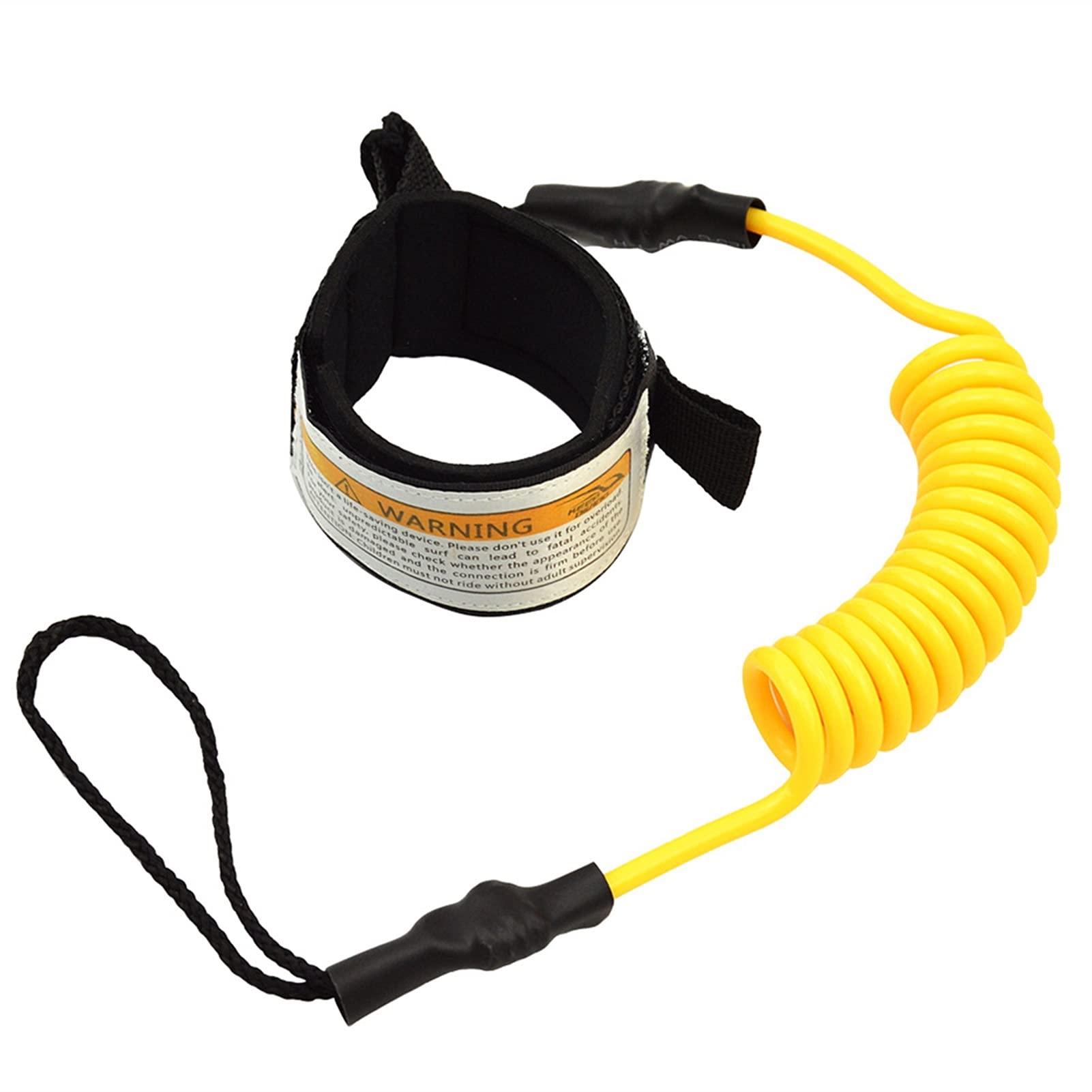 **Premium Surfboard Leash - Elastic Coiled Safety Rope for Surfing & Stand Up Paddle Board - Anti-Fall Hand/Foot Straps with Double Protection (Yellow Hand Strap) - Ideal for Wave Riding, Paddle Boarding & Water Sports**