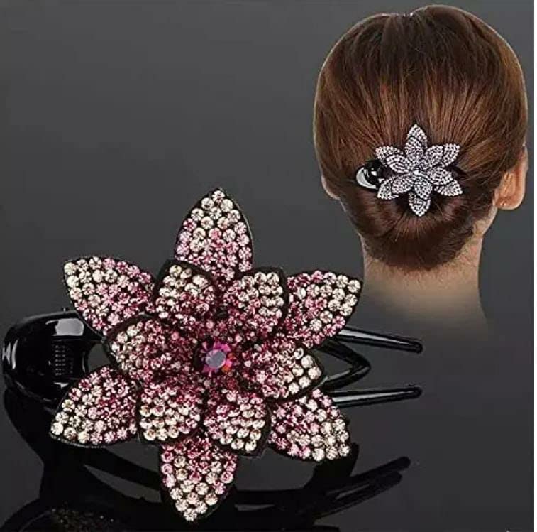Sparkling Rhinestone Hair Claw Clips - Crystal Flower Barrettes for Women & Girls | Non-Slip Hair Clips for Thick Long Hair | Perfect for Weddings, Mother's Day Gifts & Everyday Hairstyles (Multicolor, 1 Piece)