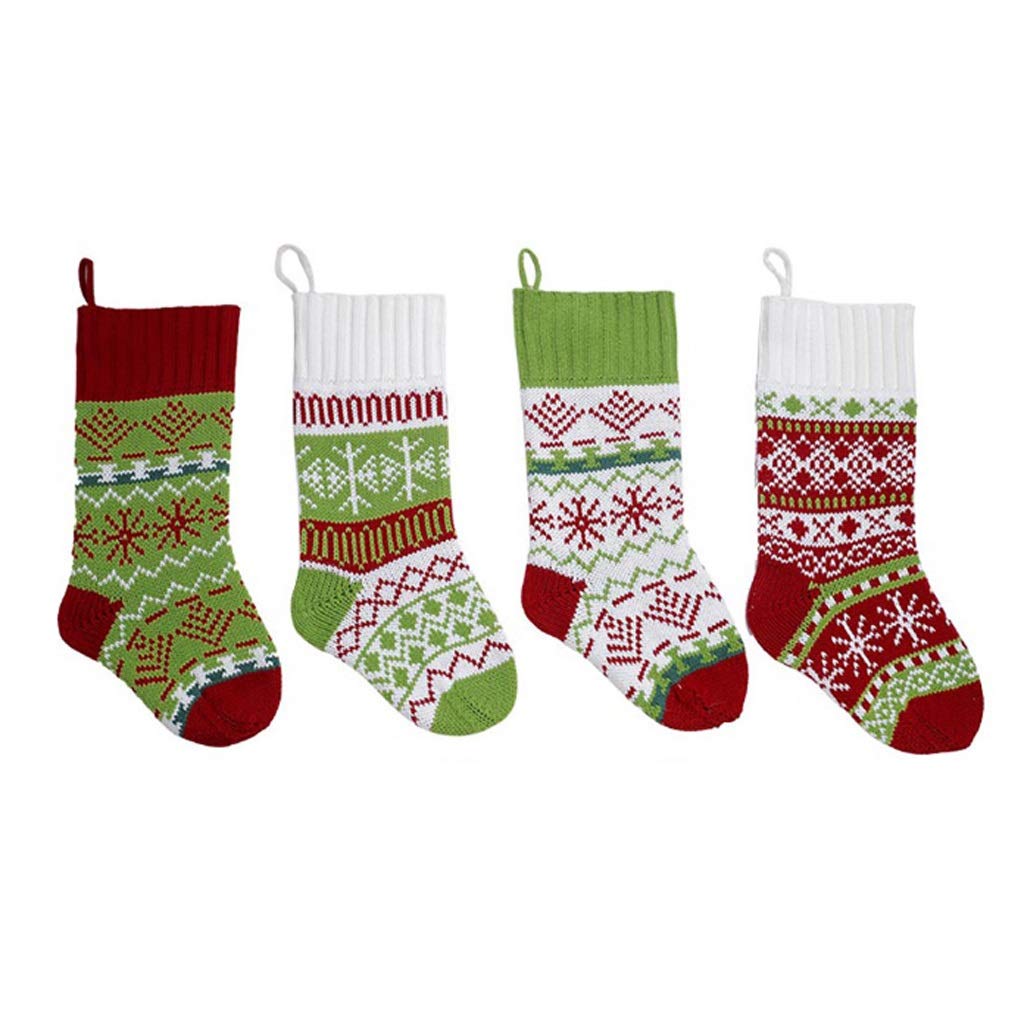 UXZDX 4-Piece Set Christmas Stockings - Holiday Gift Bags for Candy & Small Presents - Festive Xmas Tree Decorations for Home - Perfect for Fireplace Mantel, Bedroom & Holiday Party Decor