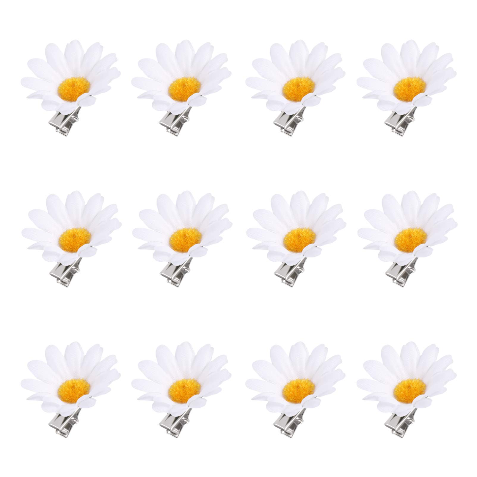 Beaupretty 12PCS Daisy Hair Clips - Floral Hair Barrettes for Women, Girls | Wedding, Bridal, Party, Everyday Hair Accessories | Cute Flower Hairpins for Boho, Summer, Beach Styles
