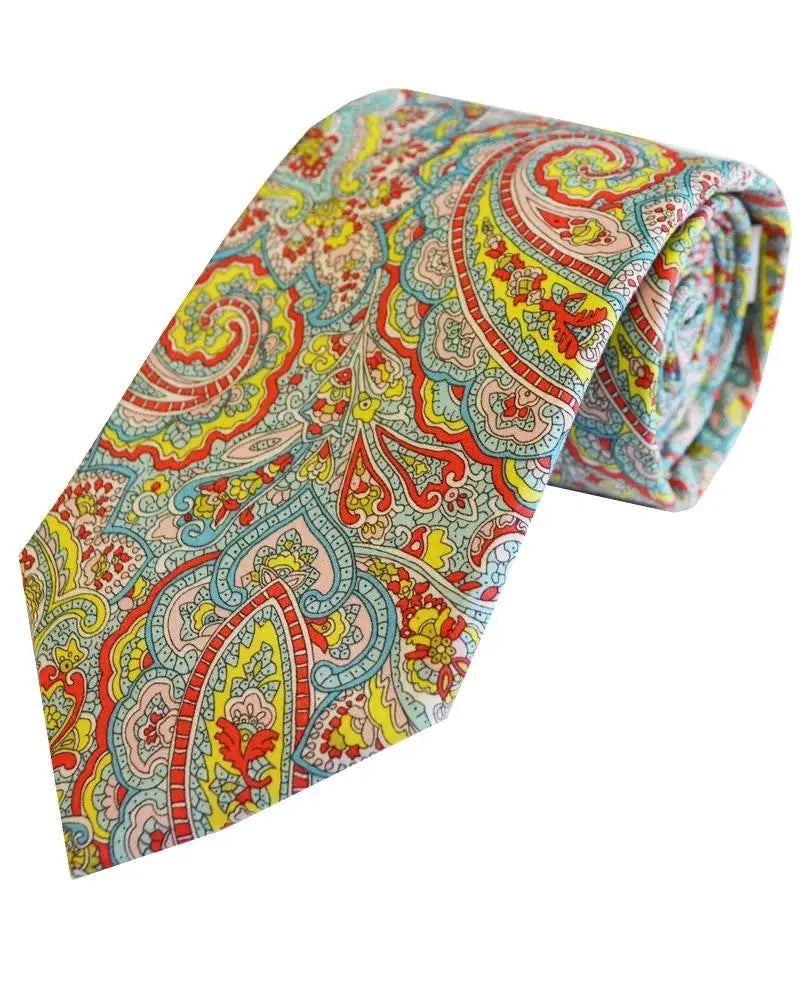 LA Smith Turquoise Men's Tie - Premium Liberty Fabric Necktie for Business, Wedding & Formal Occasions