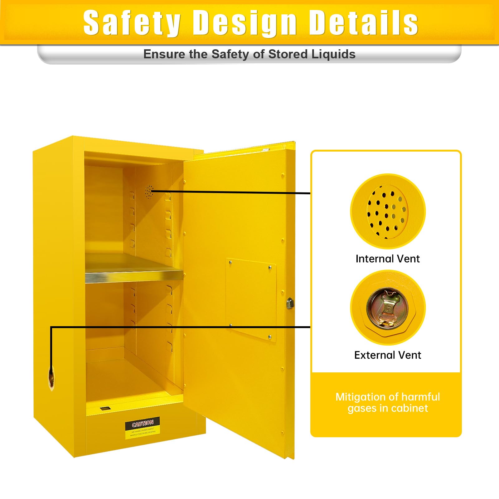 Fireproof Chemical Storage Cabinet - 18.11x18.11x35 Inch Galvanized Steel Hazardous Material Cabinet for Flammable Liquids | Industrial & Home Use | Garage, Lab, Workshop Safety Solution